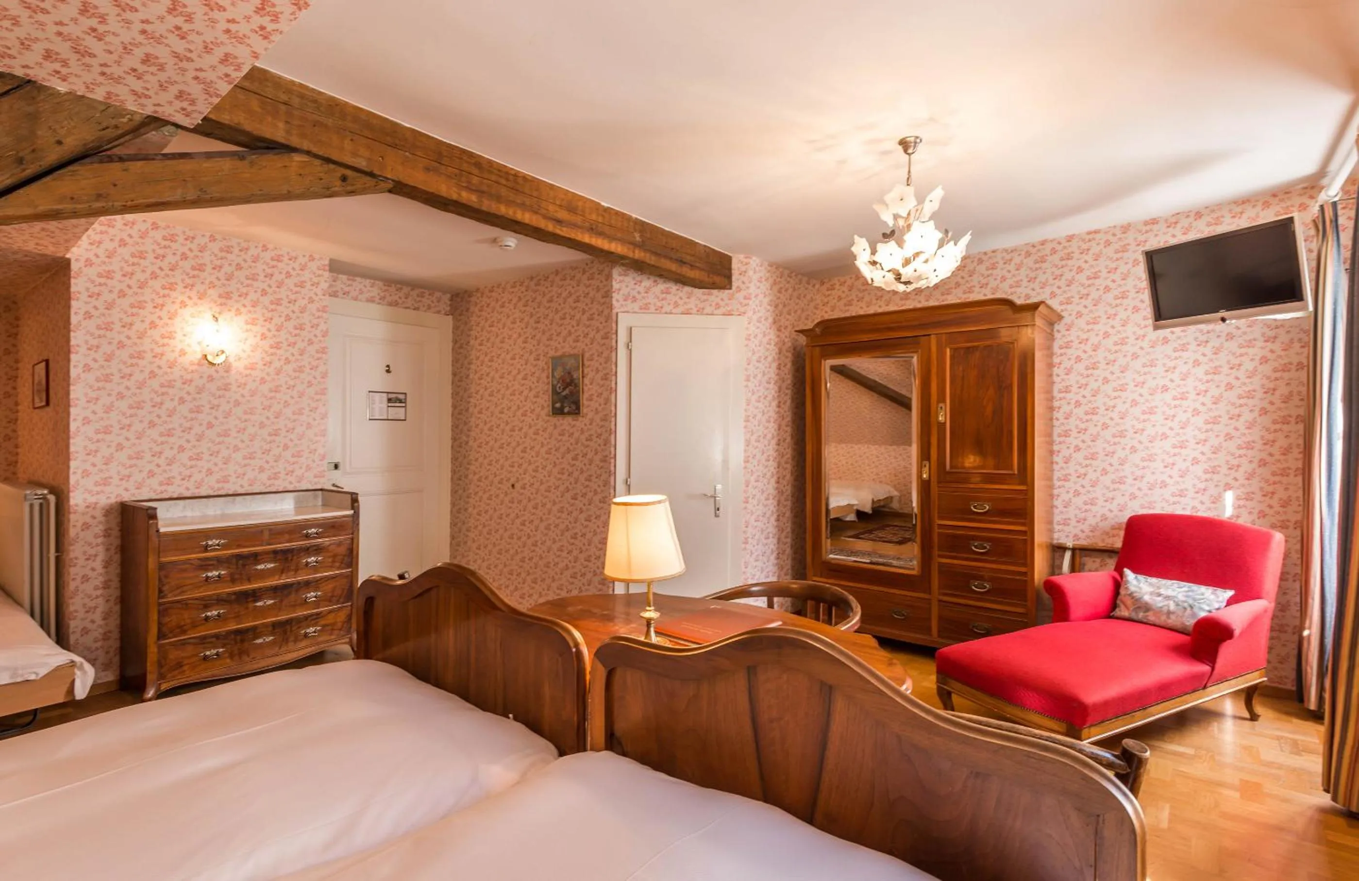 Bed in Swiss Historic Hotel Masson
