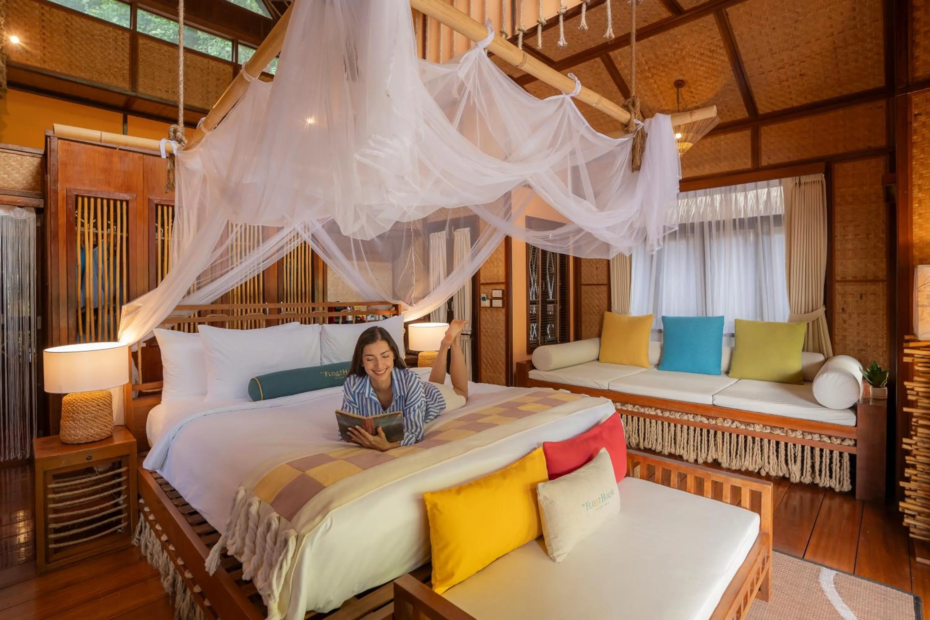 Photo of the whole room, Bed in The Float House River Kwai