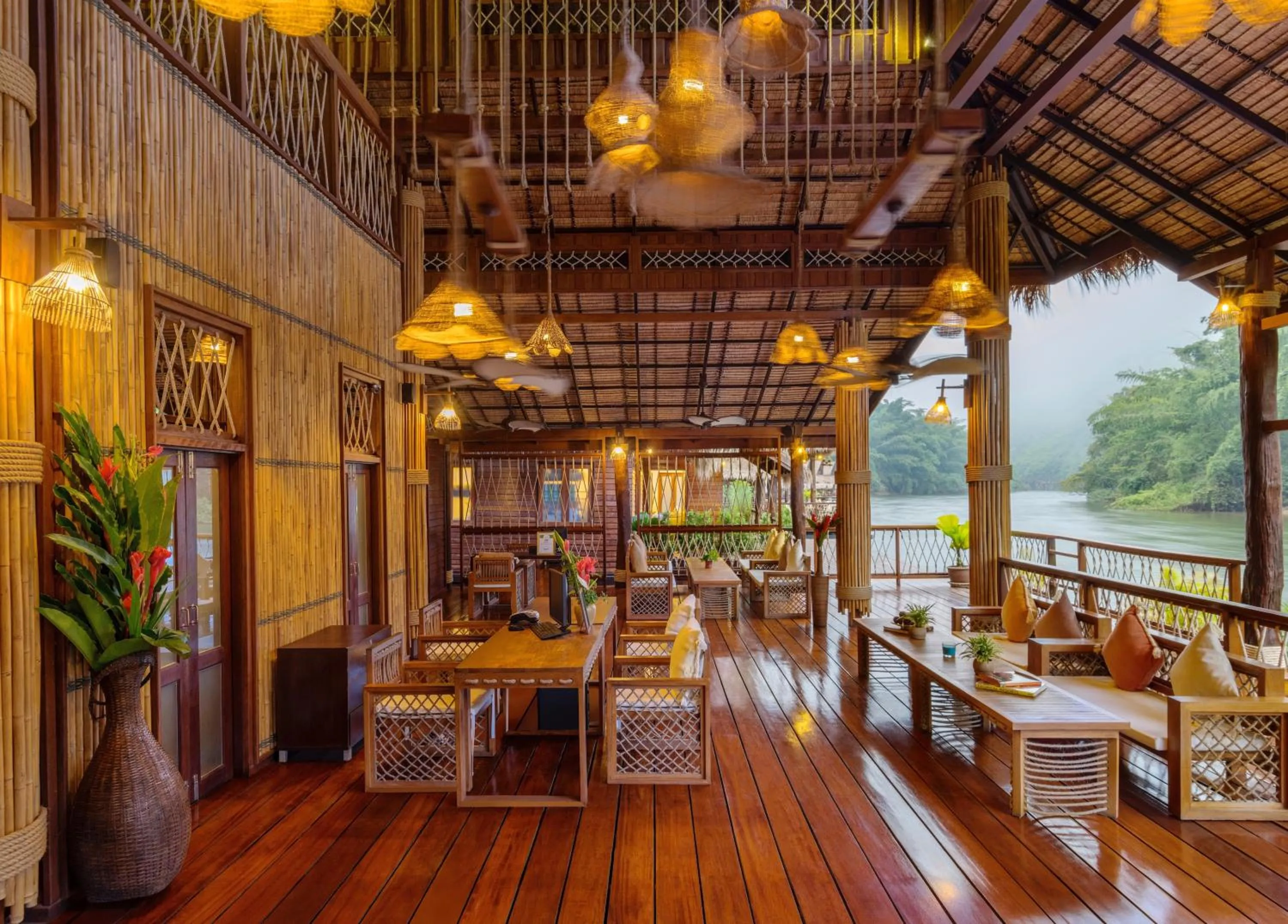 Lobby or reception in The Float House River Kwai