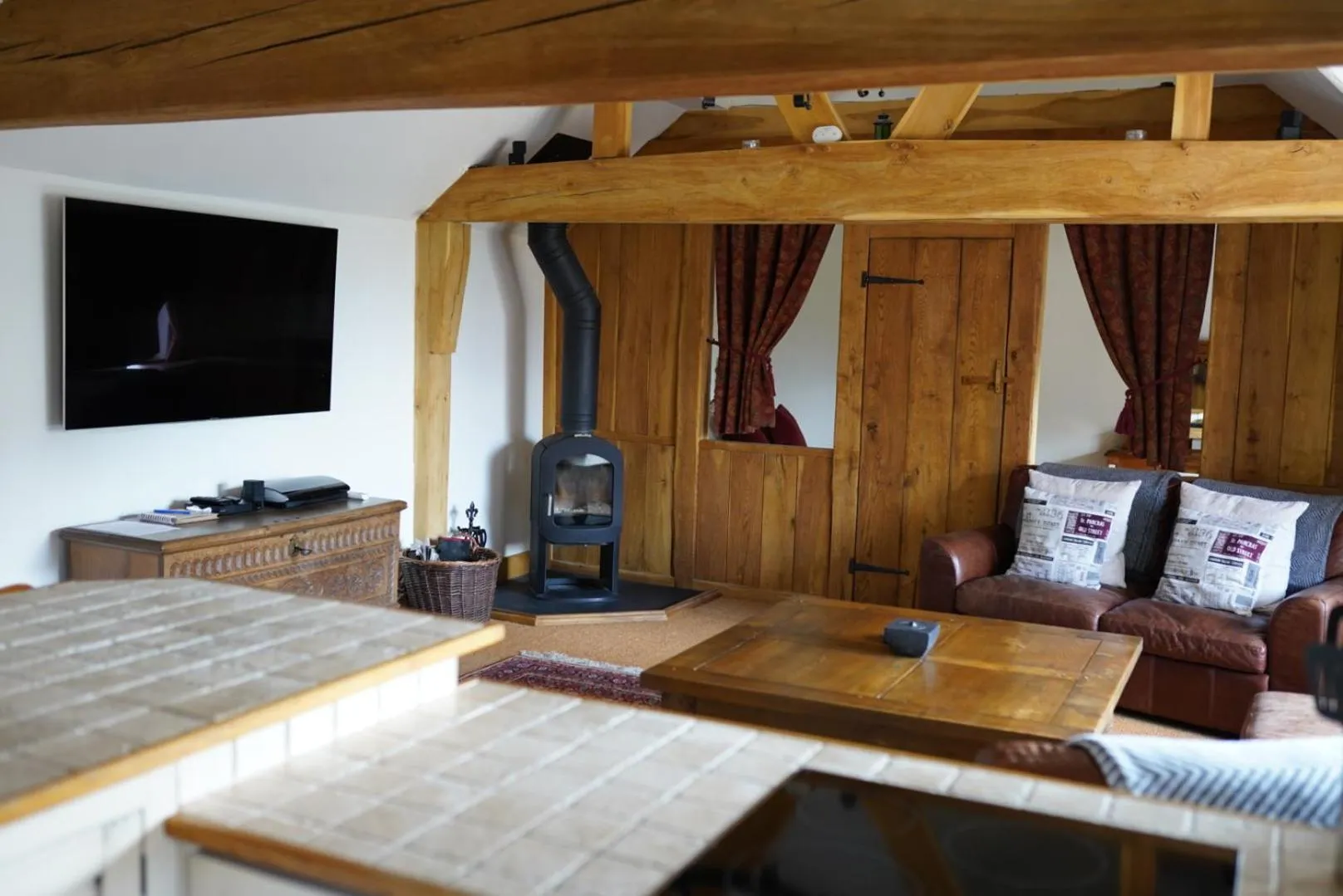 Living room in Finchden Barn