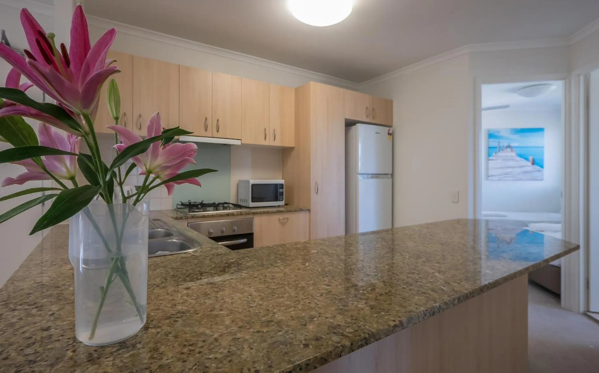 kitchen in The Village Holiday Apartments at Burleigh Heads