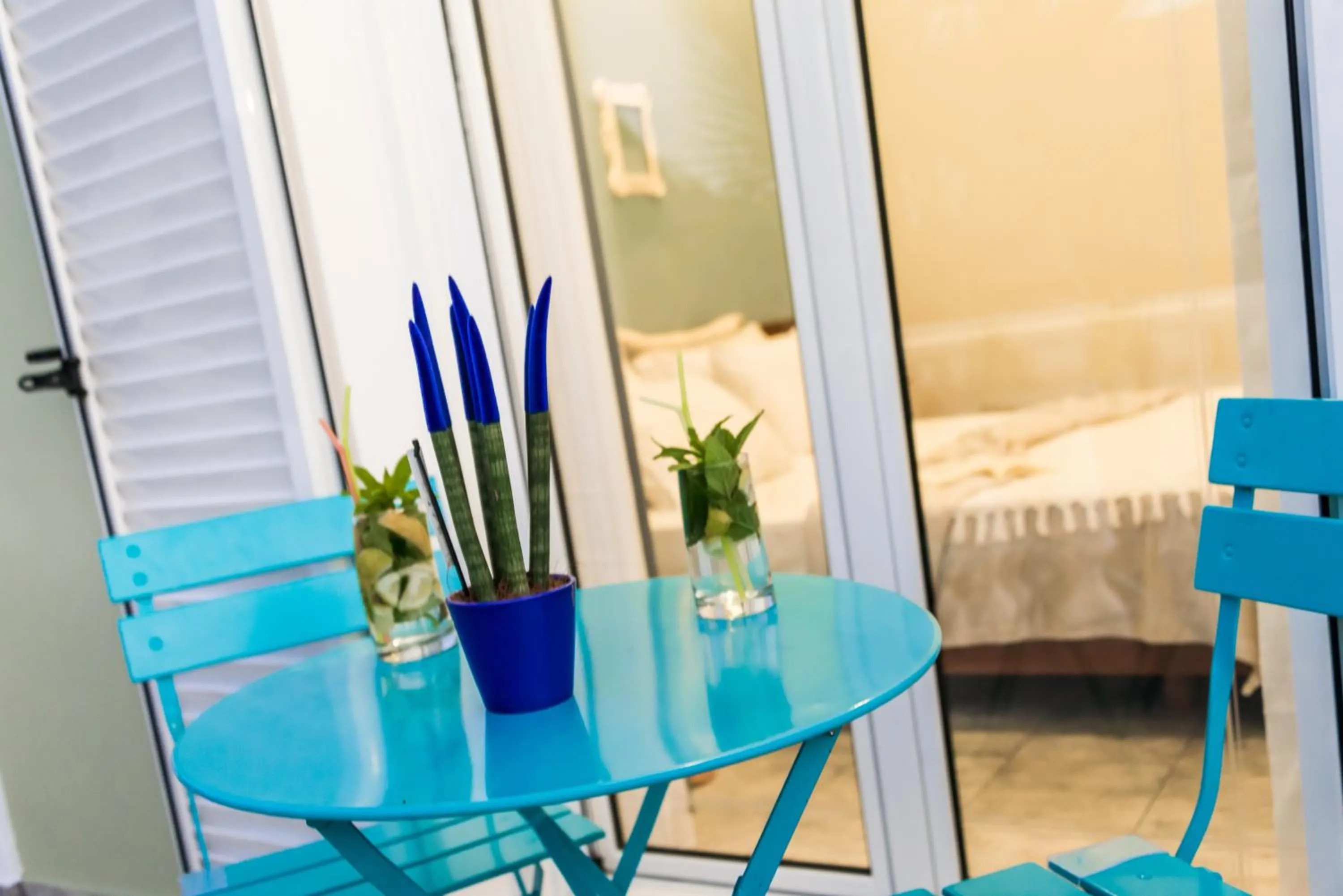 Balcony/Terrace, Bed in Villas Margaris