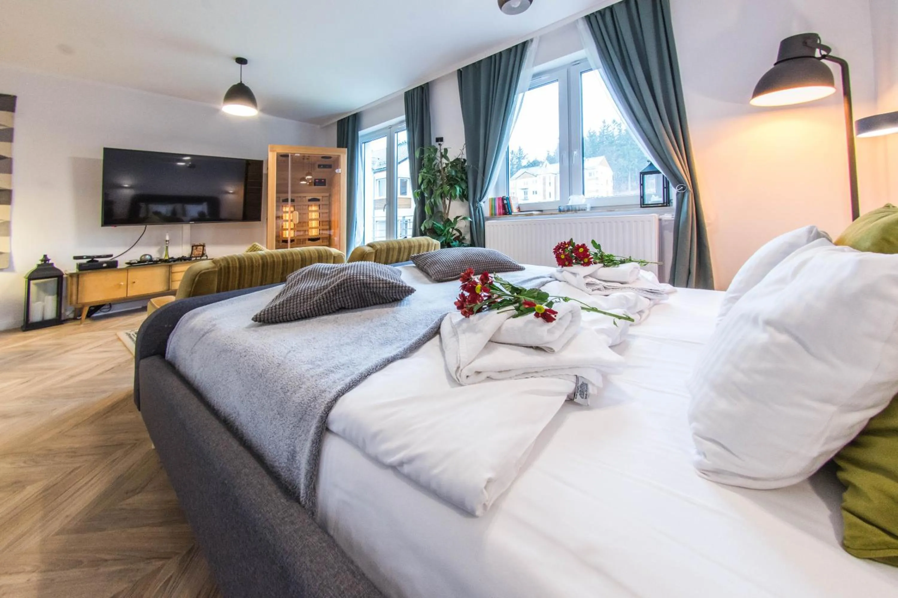 Sauna, Bed in Apartamenty Izerskie - ul. Cicha 13H-I