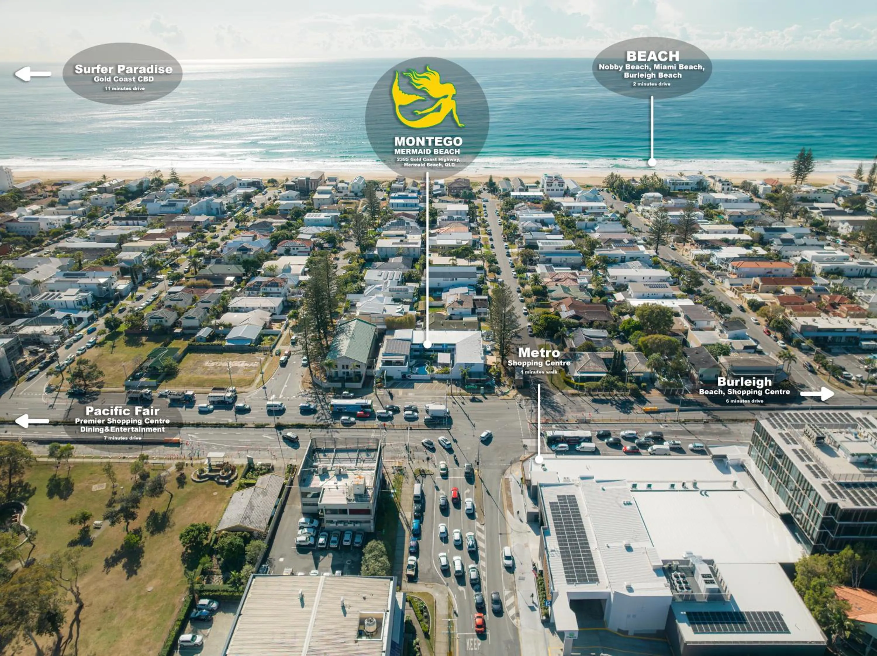 Location in Montego Mermaid Beach Motel