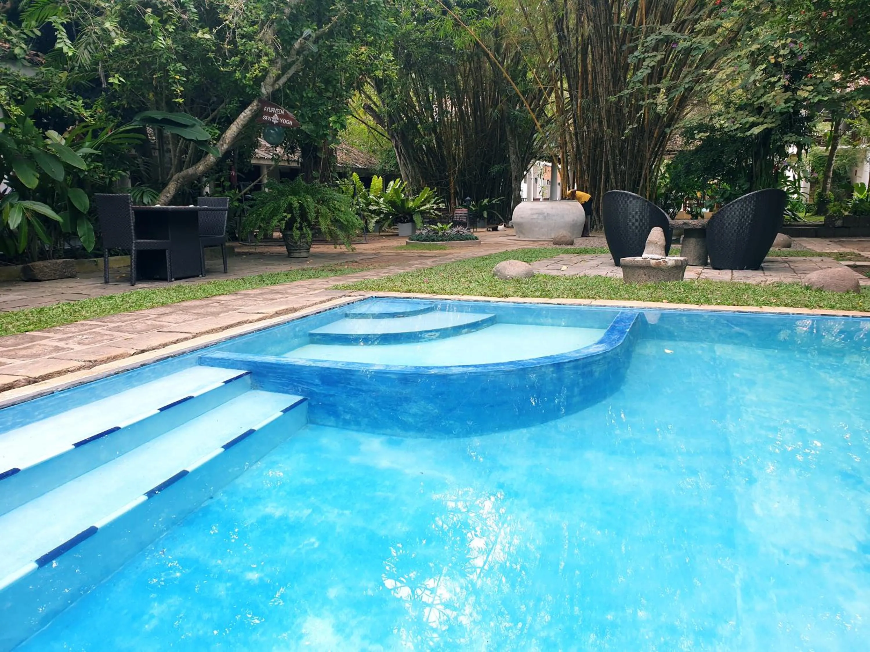 Pool view in Nooit Gedacht Heritage Hotel (Original Dutch Governors House)