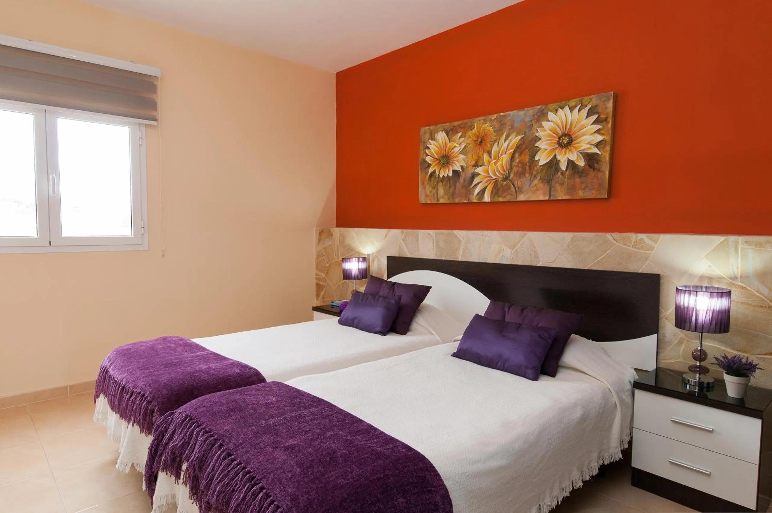 Bed in Villa Los Azules with pool and jacuzzi