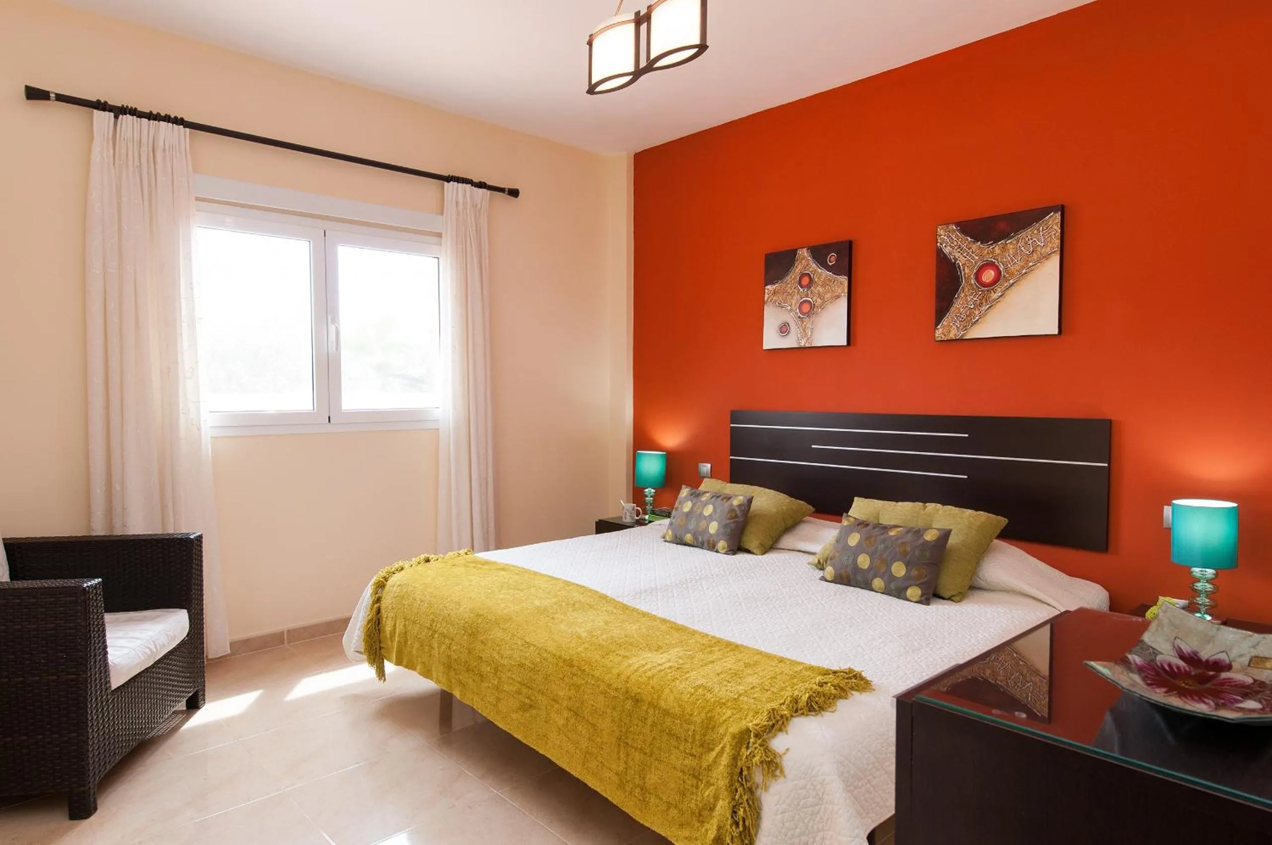 Bed in Villa Los Azules with pool and jacuzzi