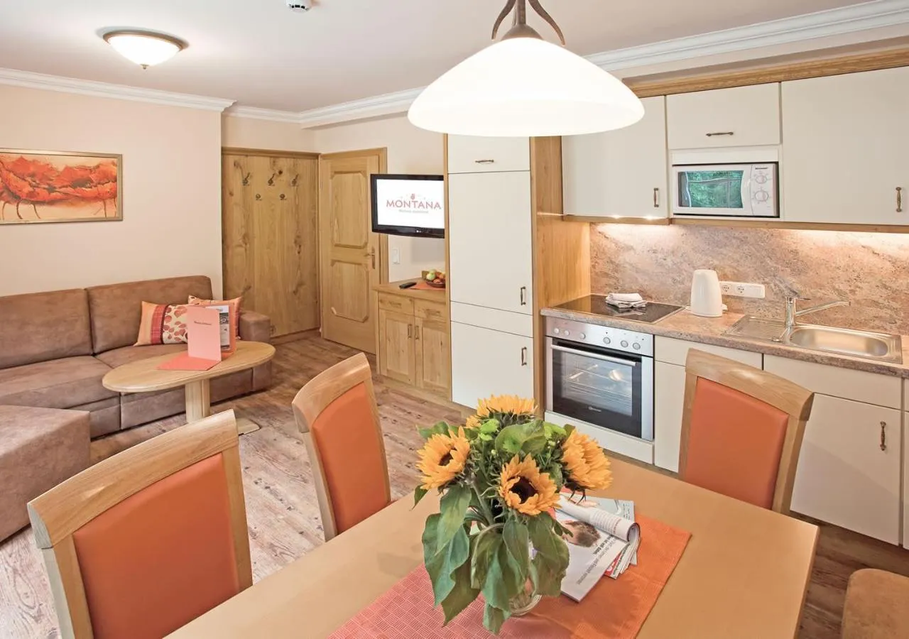 Kitchen or kitchenette in Wellness-Aparthotel Montana