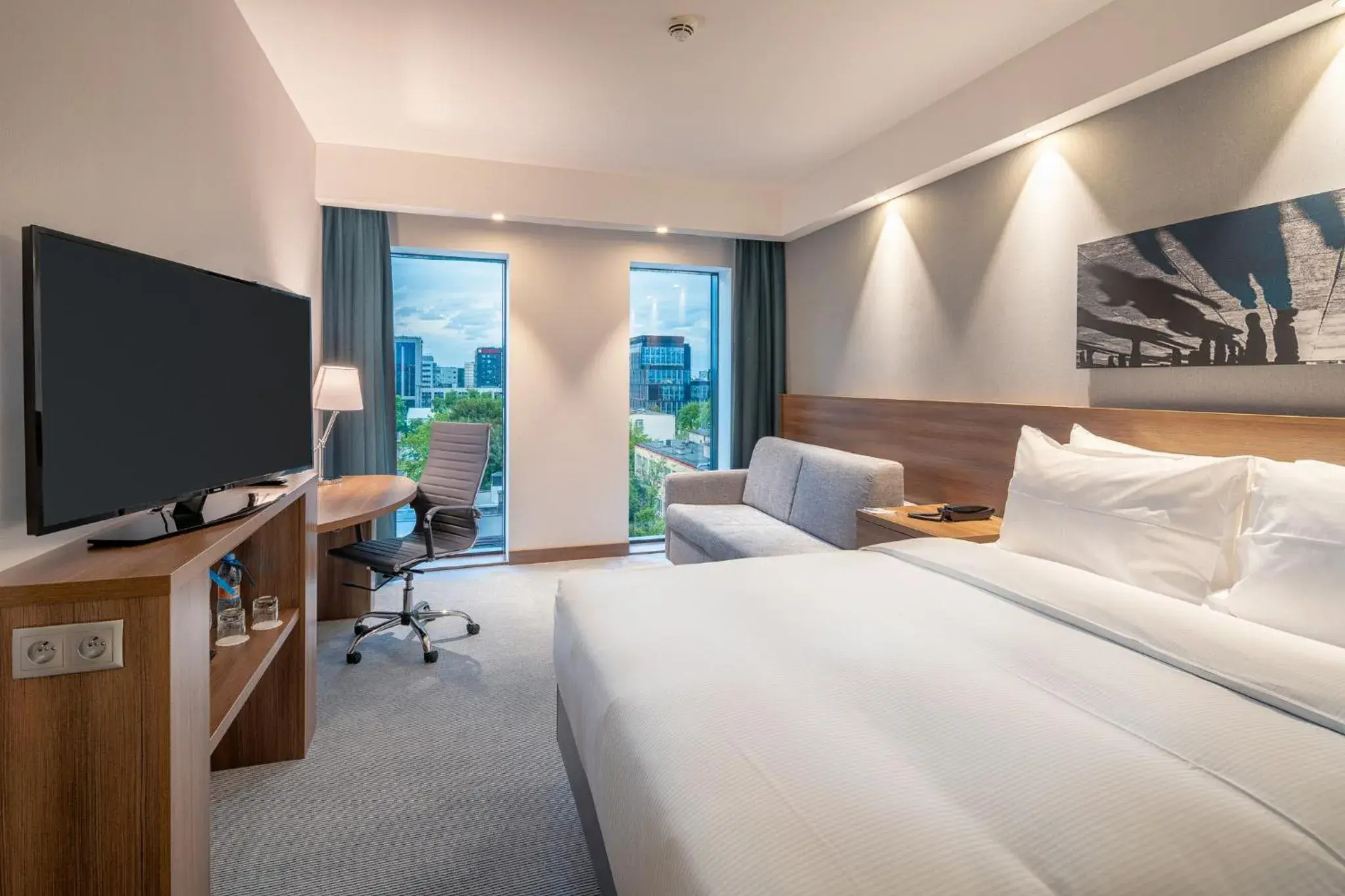 TV and multimedia, Bed in Hampton By Hilton Warsaw Mokotow TV and multimedia, Bed in Hampton By Hilton Warsaw Mokotow