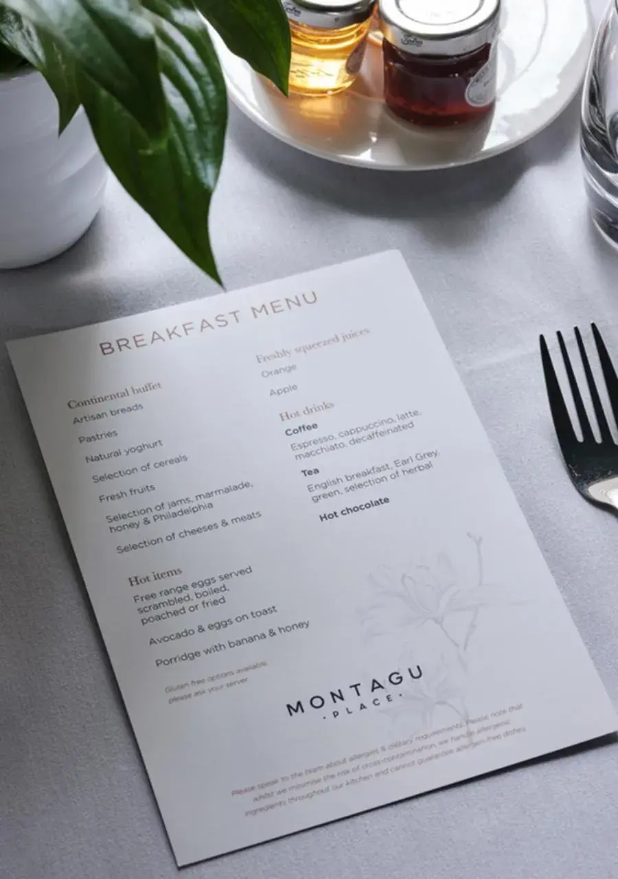 Continental breakfast in Montagu Place Hotel Continental breakfast in Montagu Place Hotel