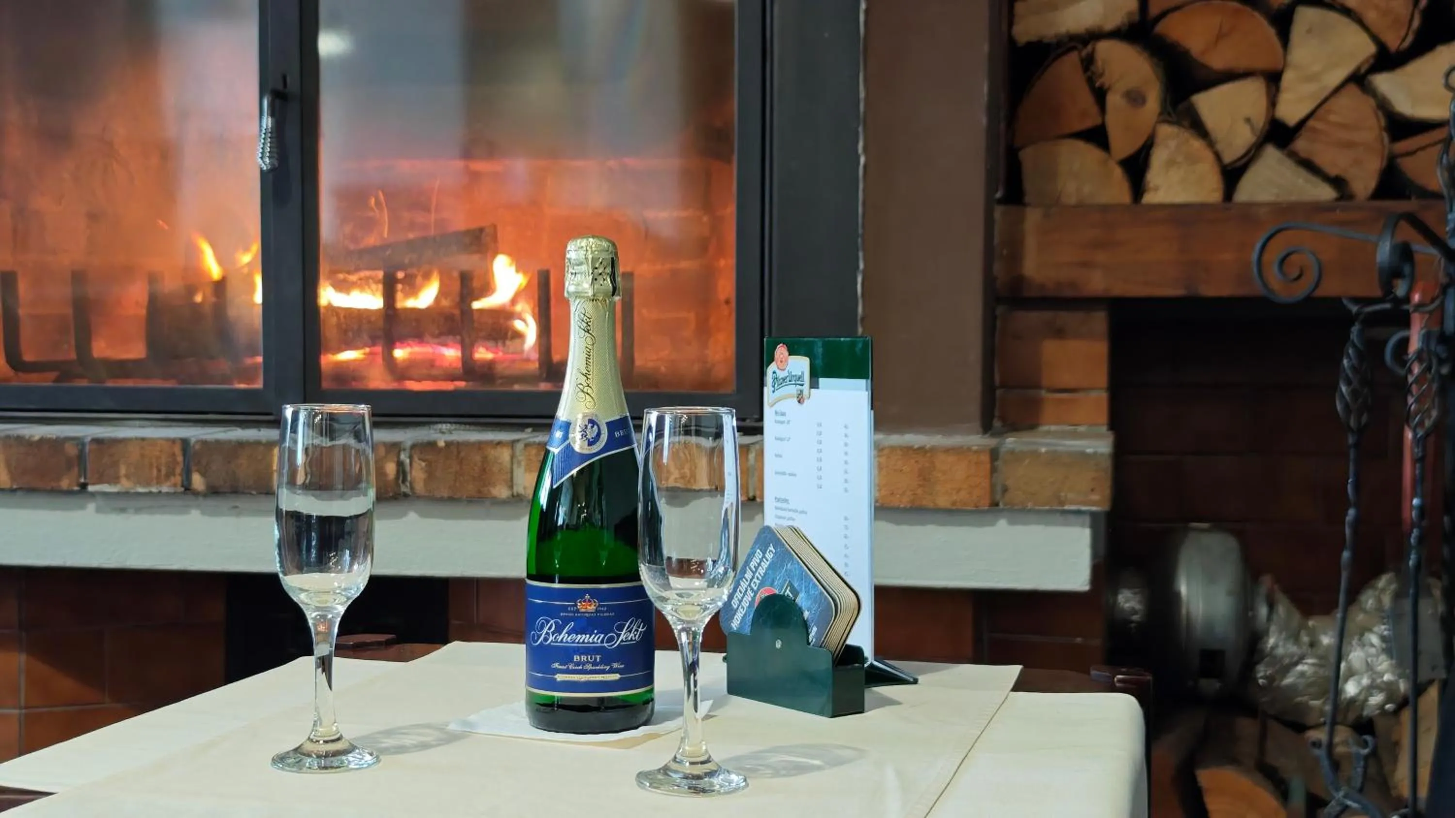fireplace in Wellness Penzion Kroměříž - Zlobice