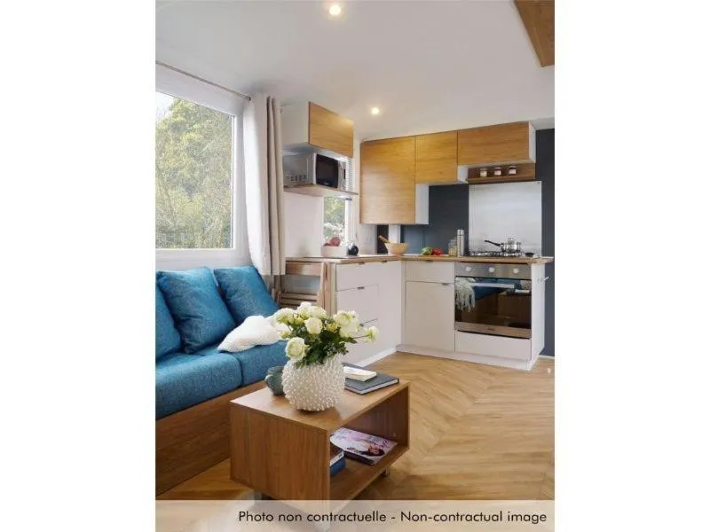Kitchen or kitchenette in Camping Officiel Siblu Les Rives de Condrieu