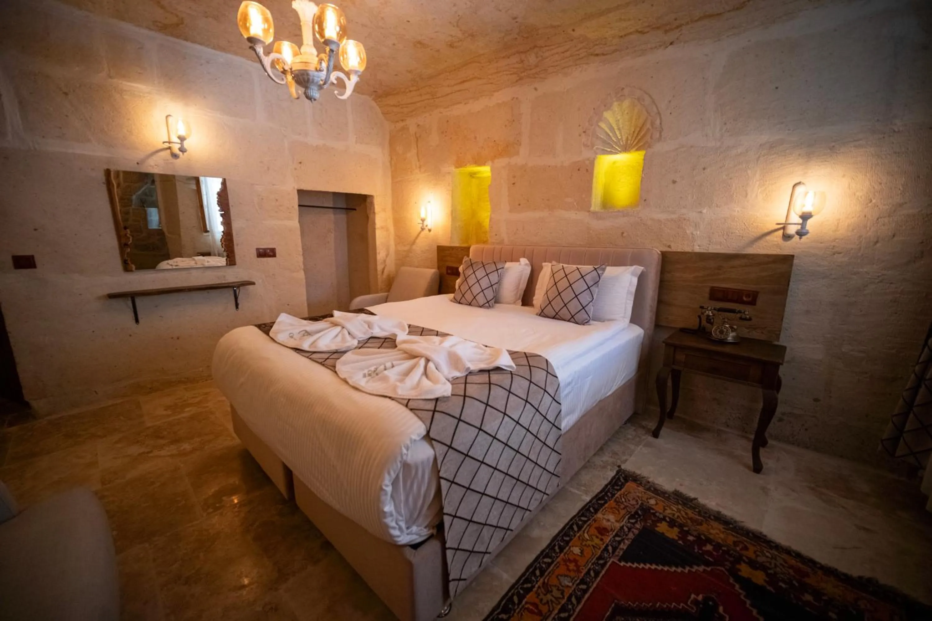 Bed in Urgup Evi Cave Hotel