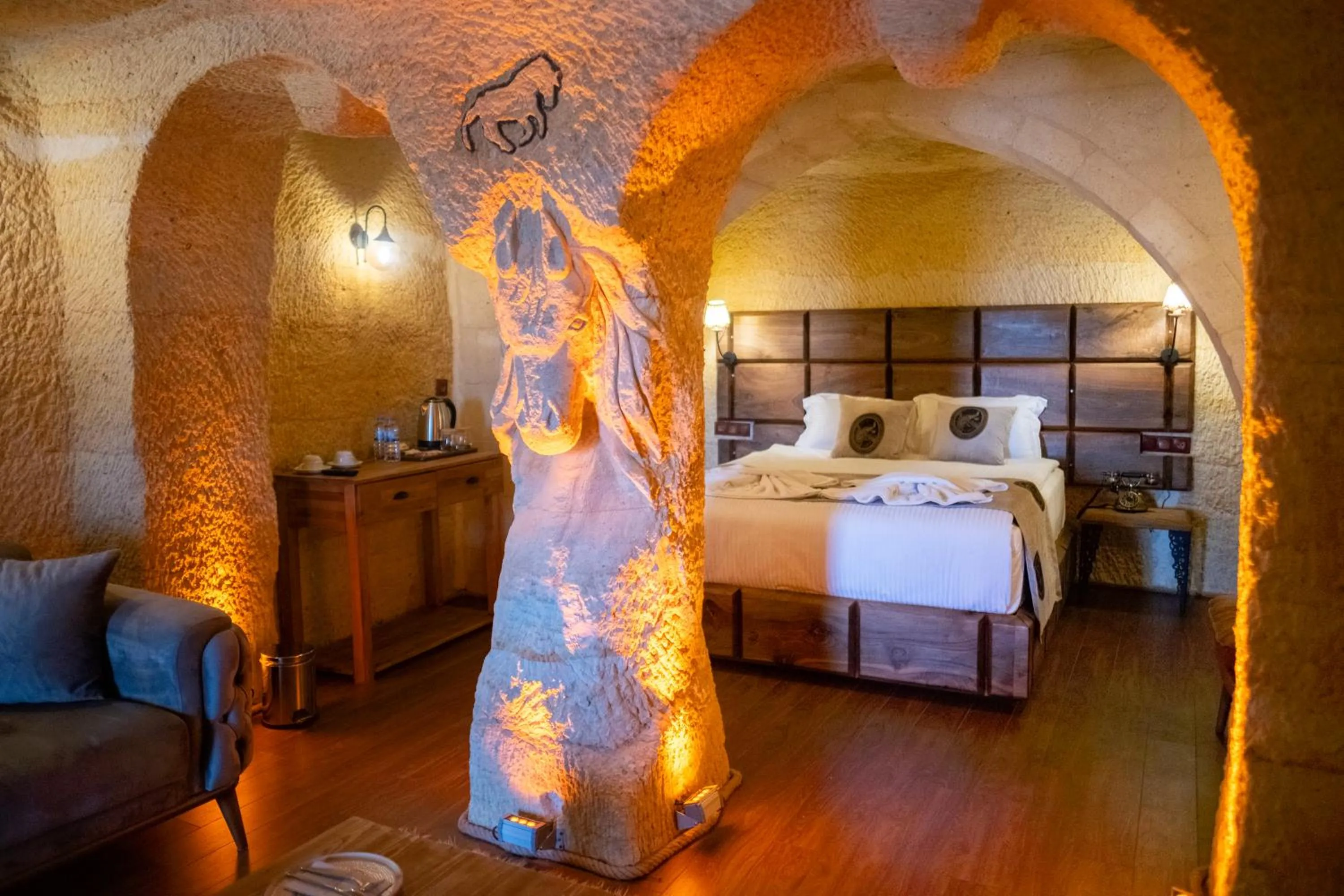Bed in Urgup Evi Cave Hotel