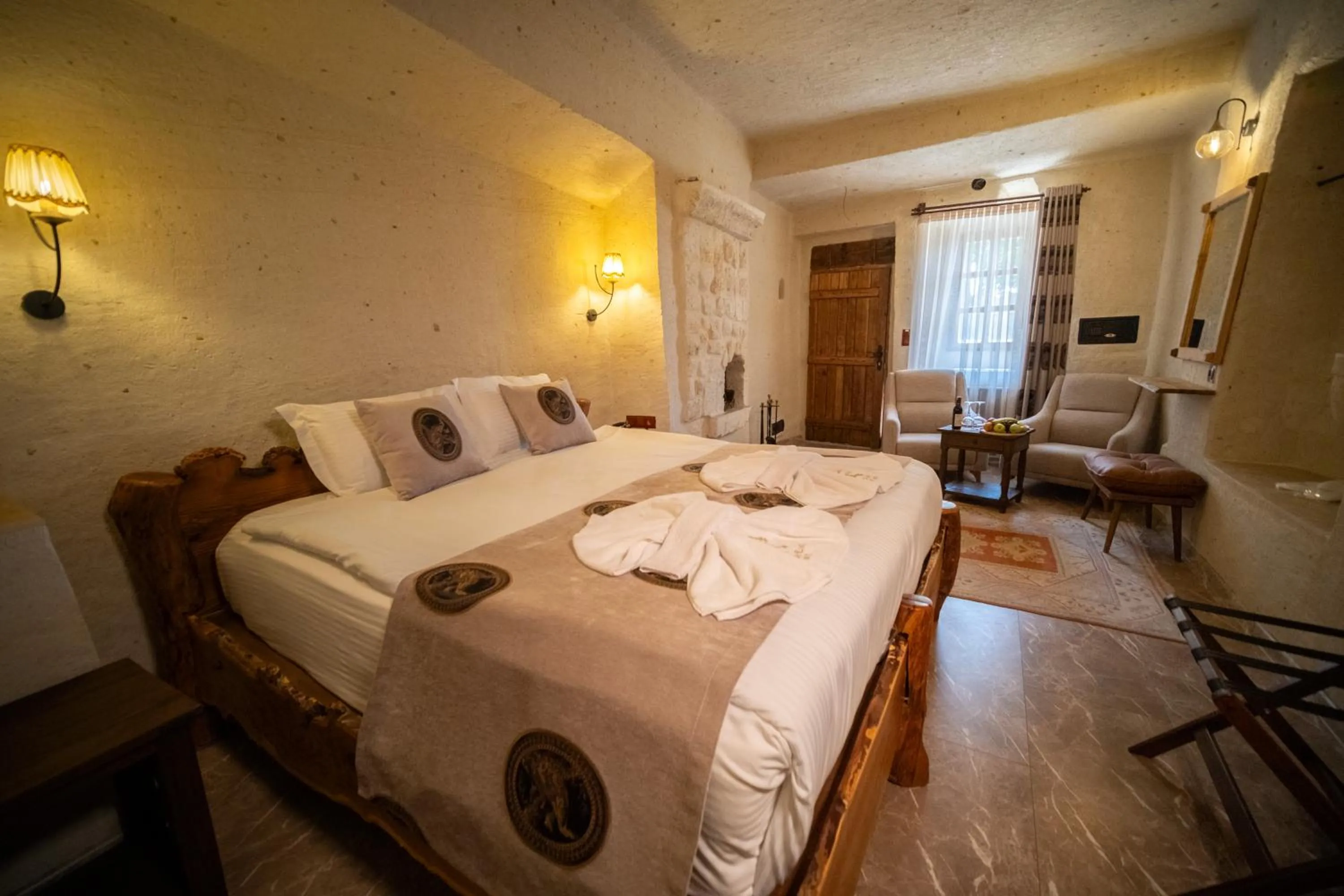 Bed in Urgup Evi Cave Hotel