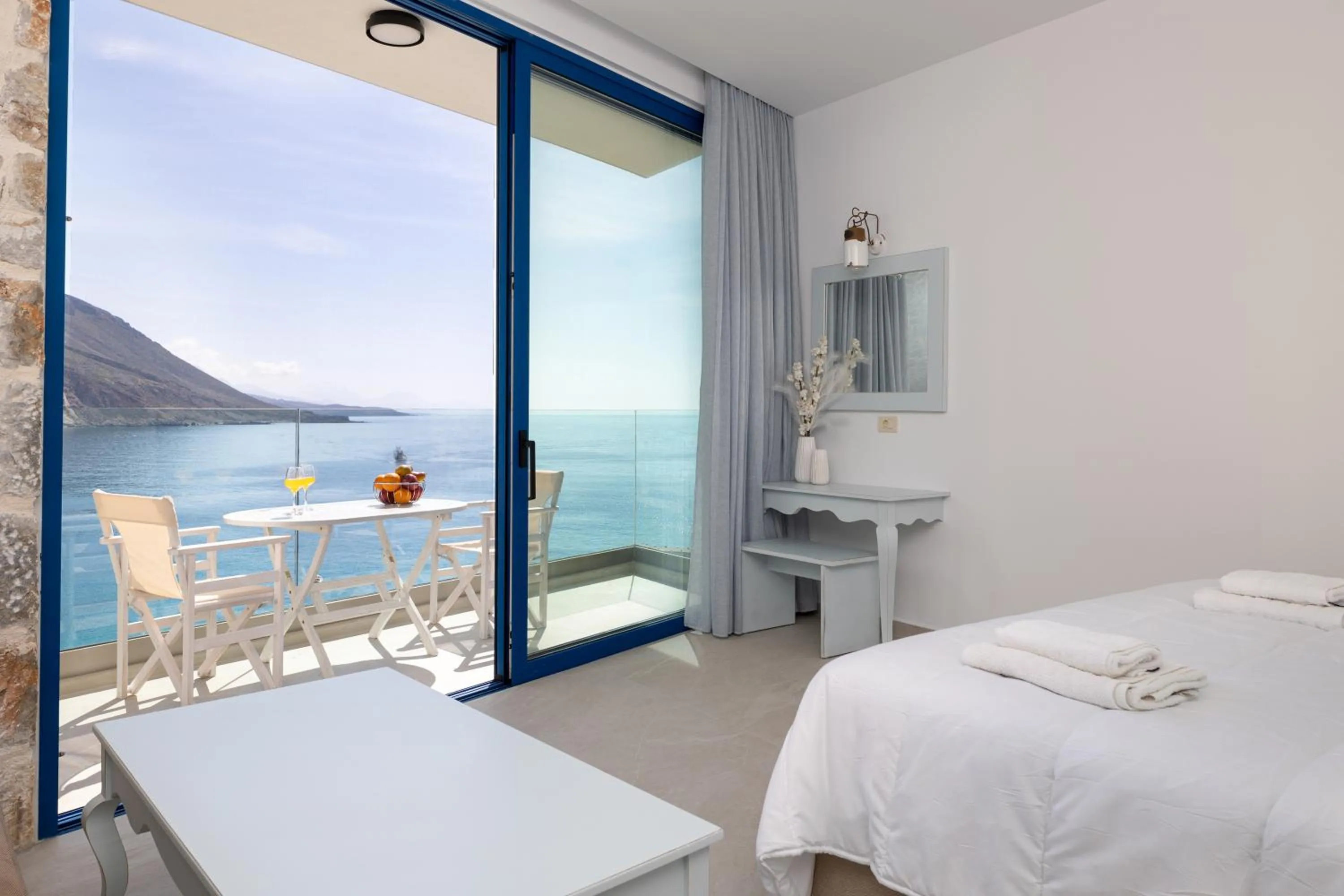 Bed in Molos Apartments