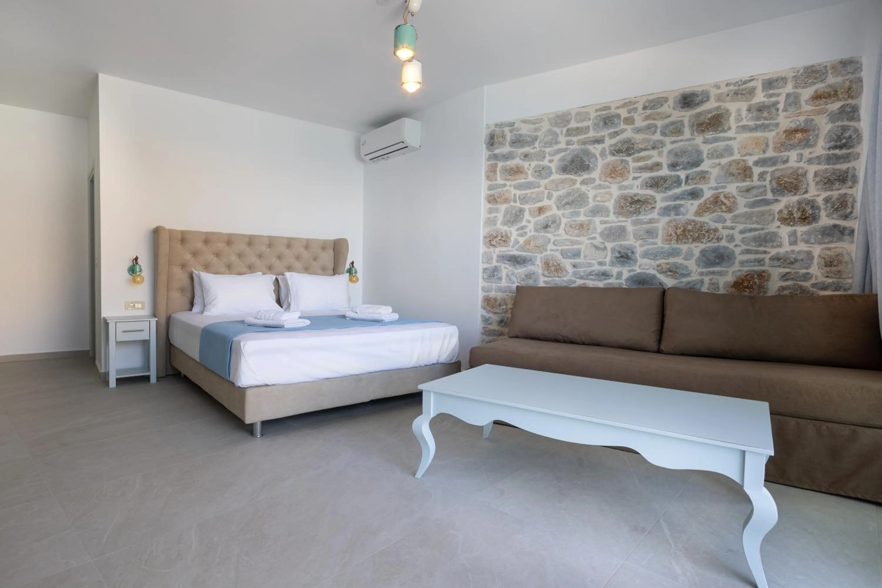 Bed in Molos Apartments