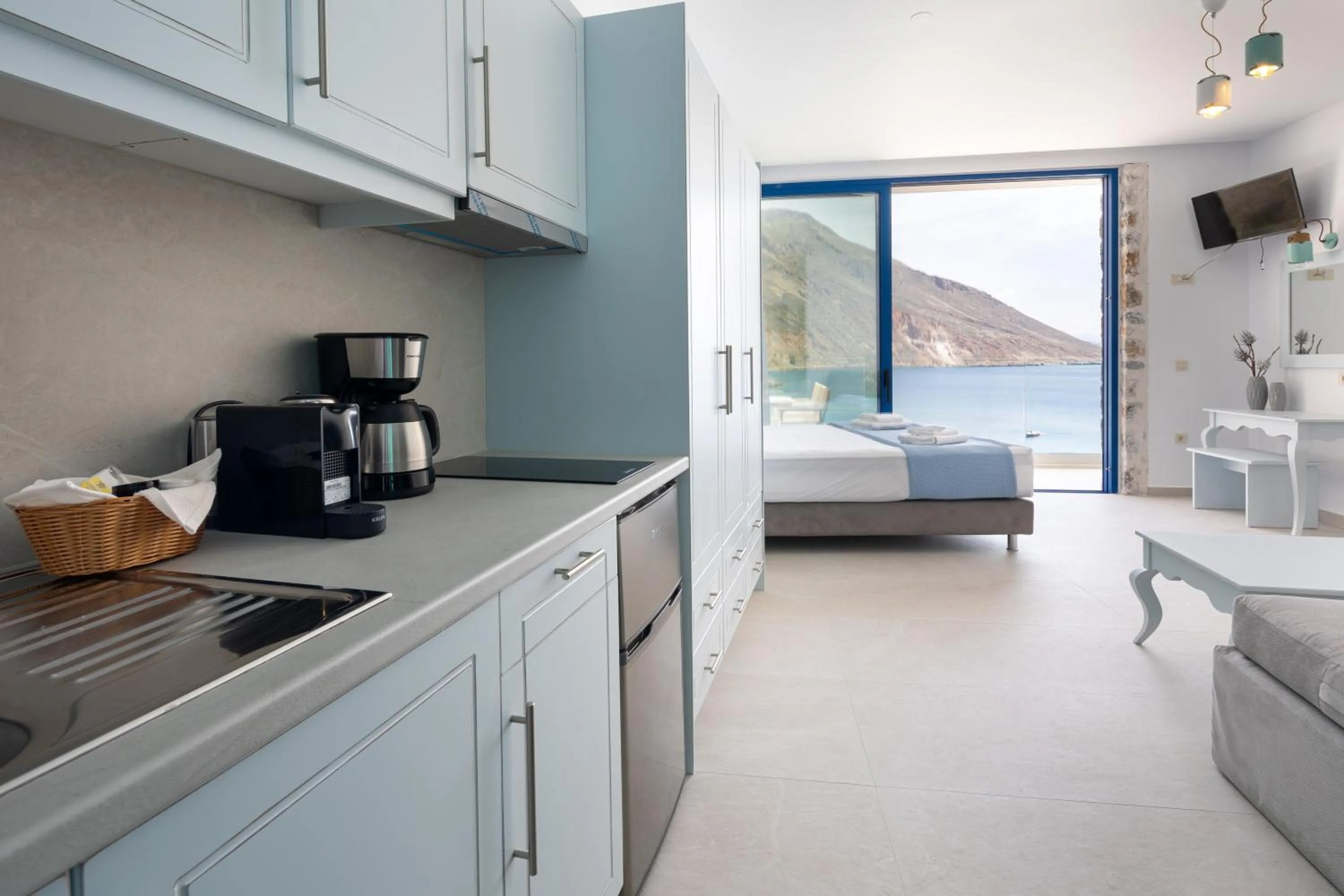 Bed in Molos Apartments