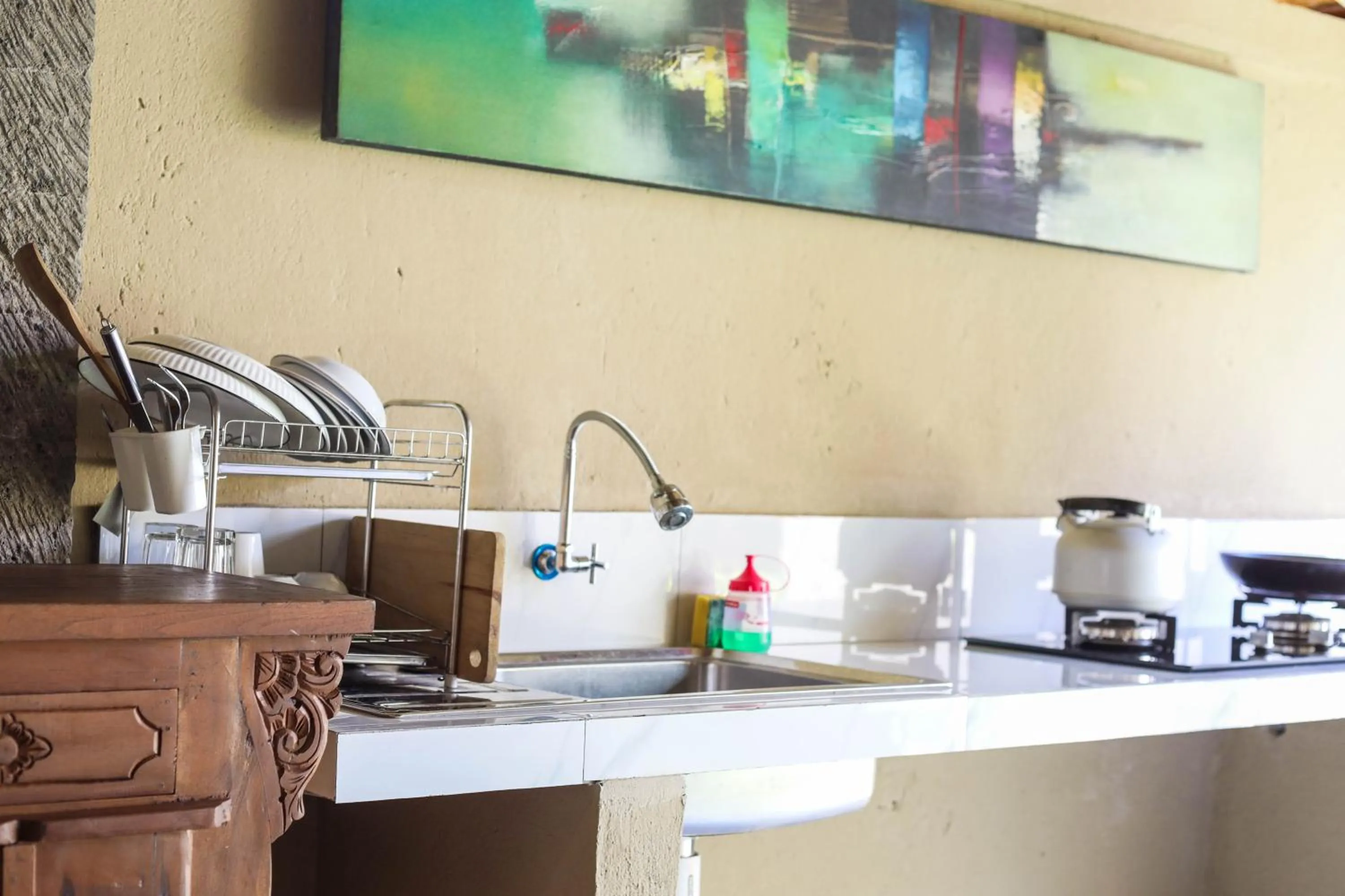 kitchen in Sari Bamboo Bungalows