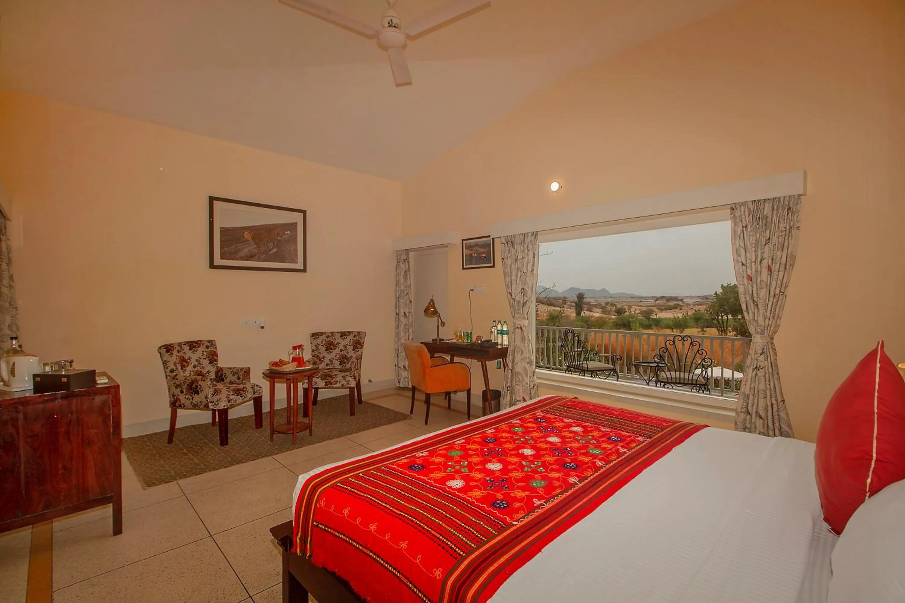 View (from property/room), Bed in Amritara Jawai Resort