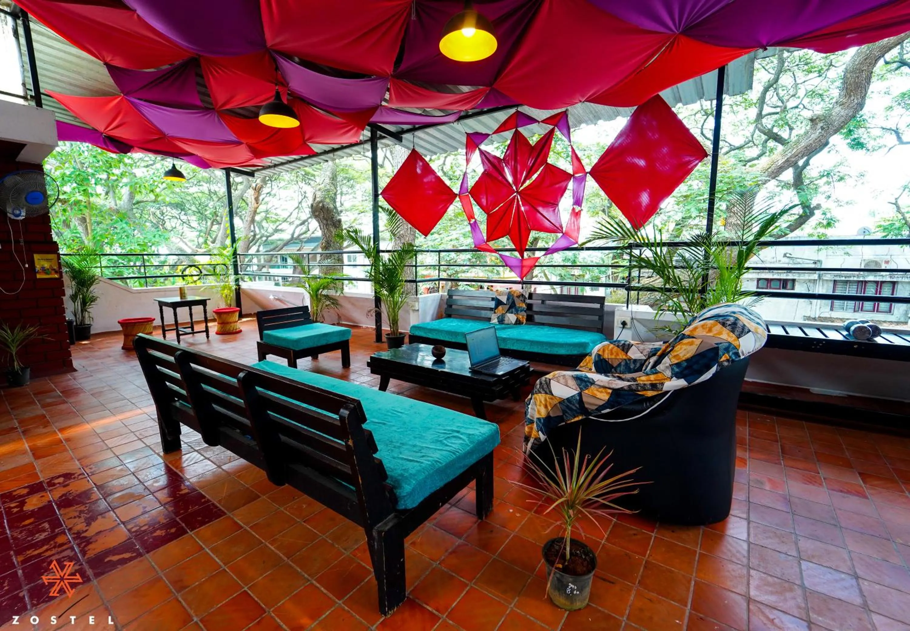 Balcony/Terrace in Zostel Mysore