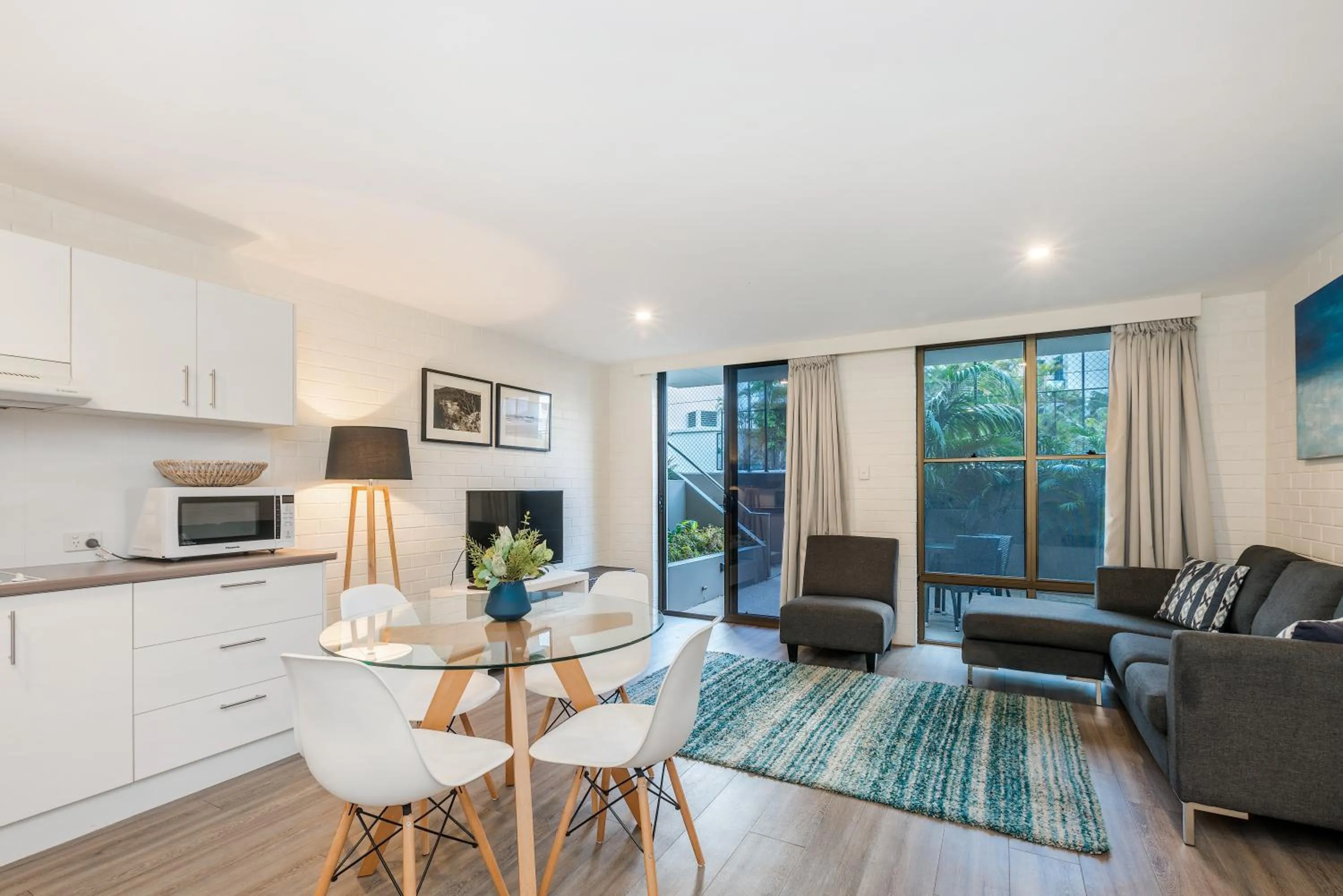 Living room in Bayview Beachfront Apartments, in town right on the beach