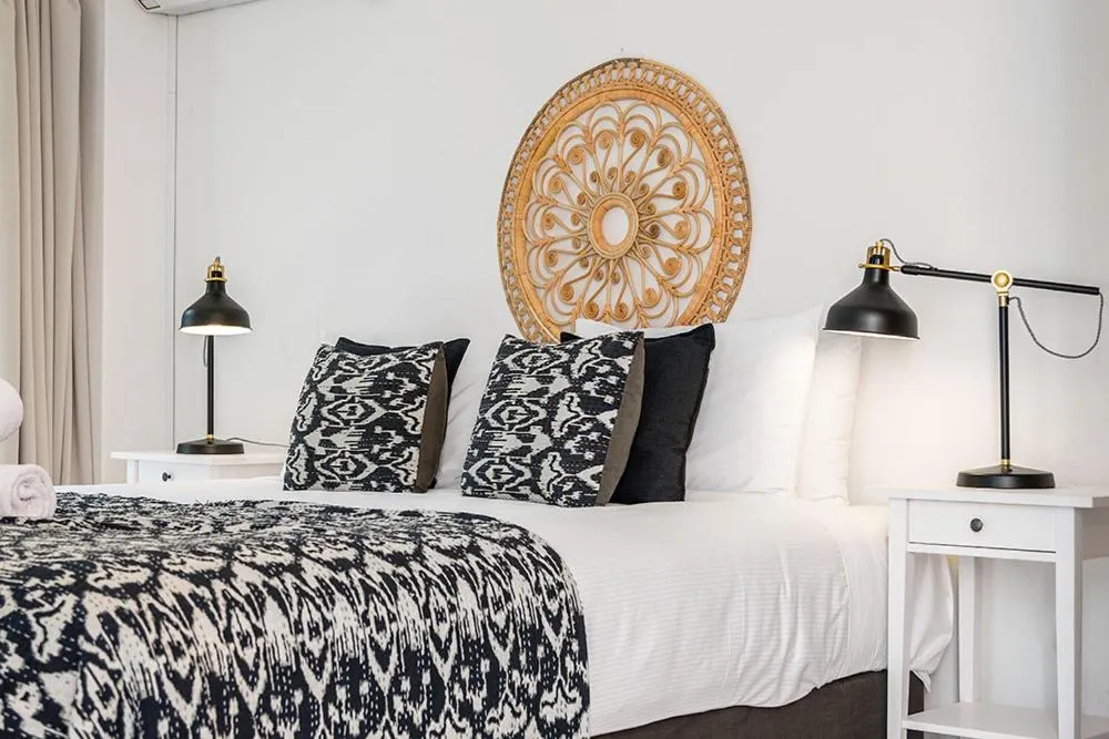 Bed in Bayview Beachfront Apartments, in town right on the beach