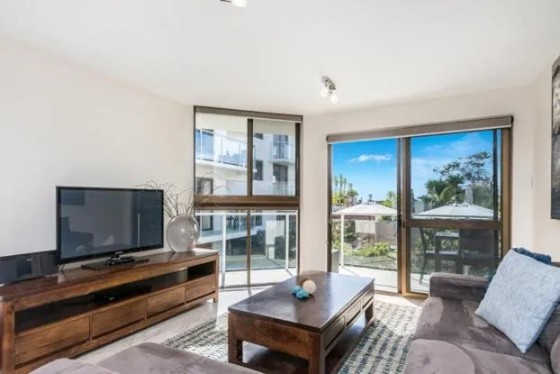 Living room in Bayview Beachfront Apartments, in town right on the beach