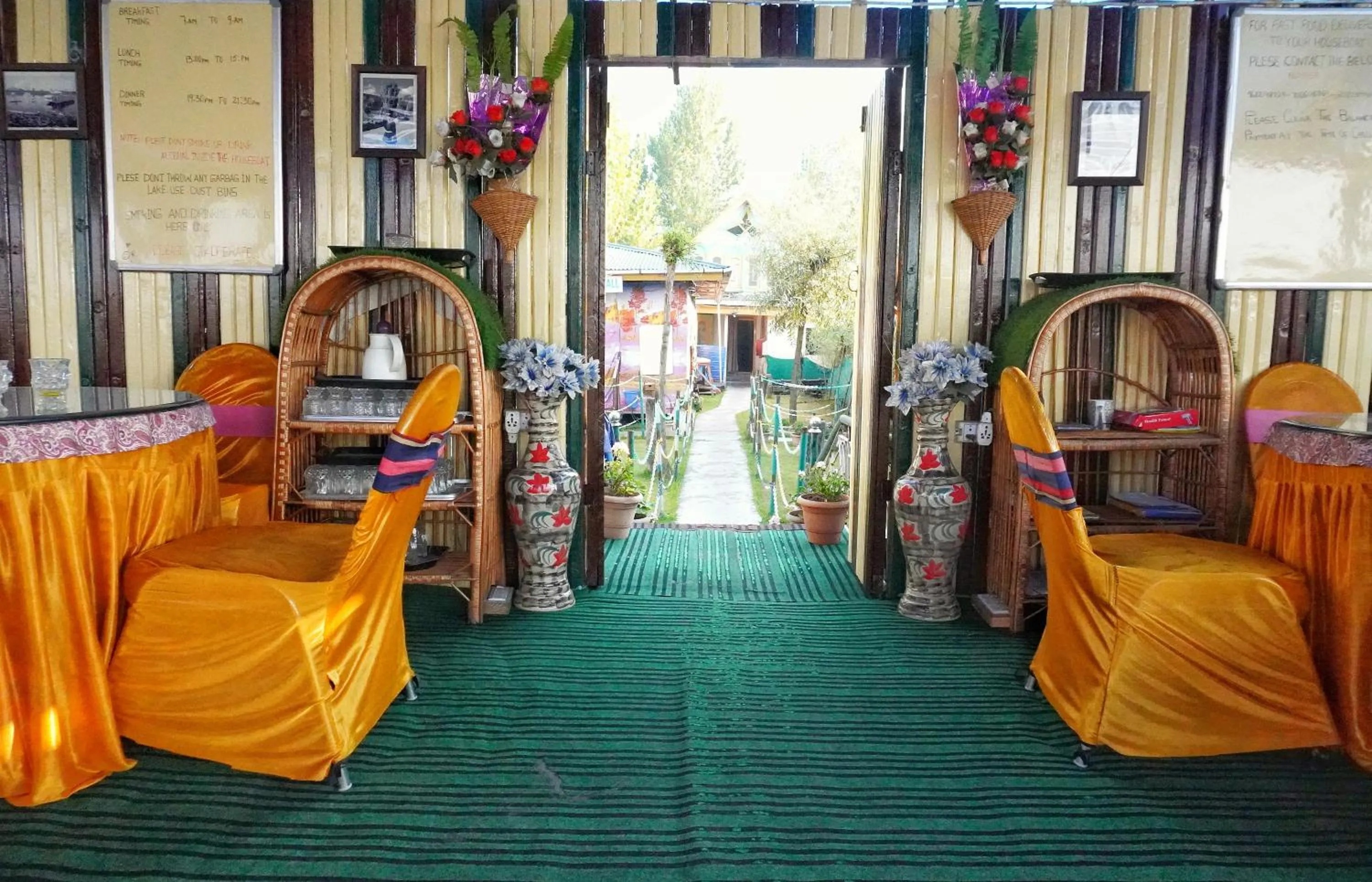 Seating area in Swan Group of Houseboats, Golden Dal Lake