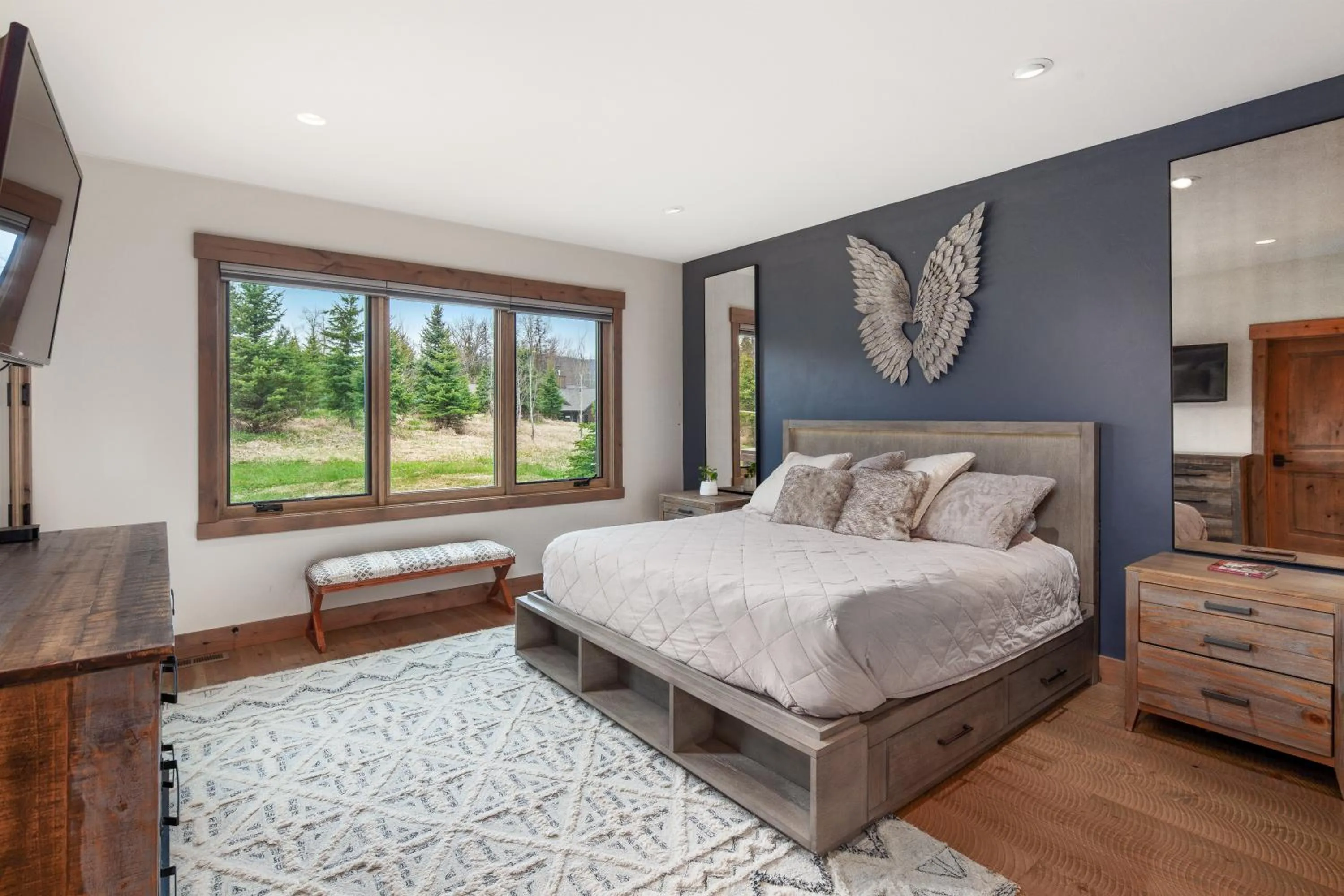 Bed in Lodge at Whitefish Lake