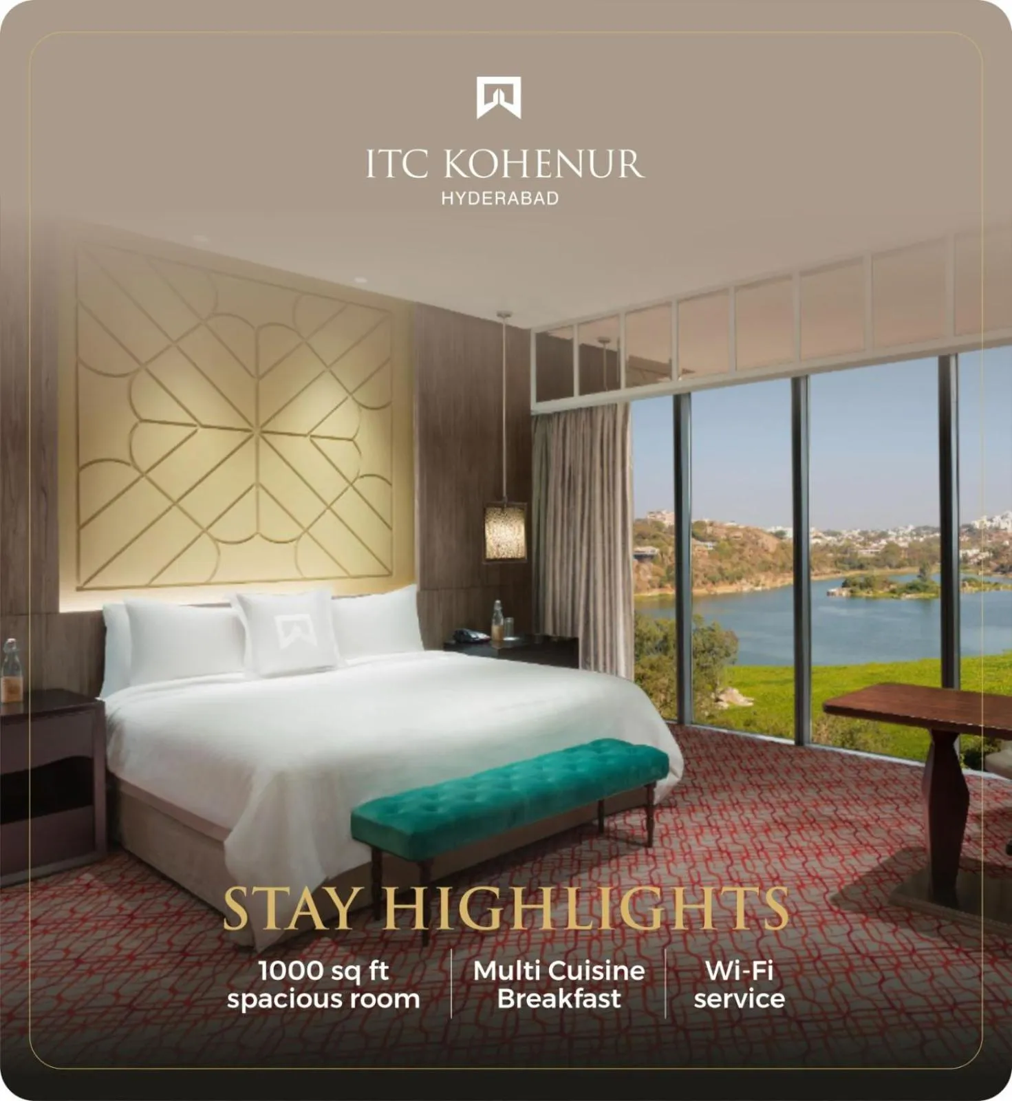 Text overlay, Bed in ITC Kohenur, a Luxury Collection Hotel, Hyderabad
