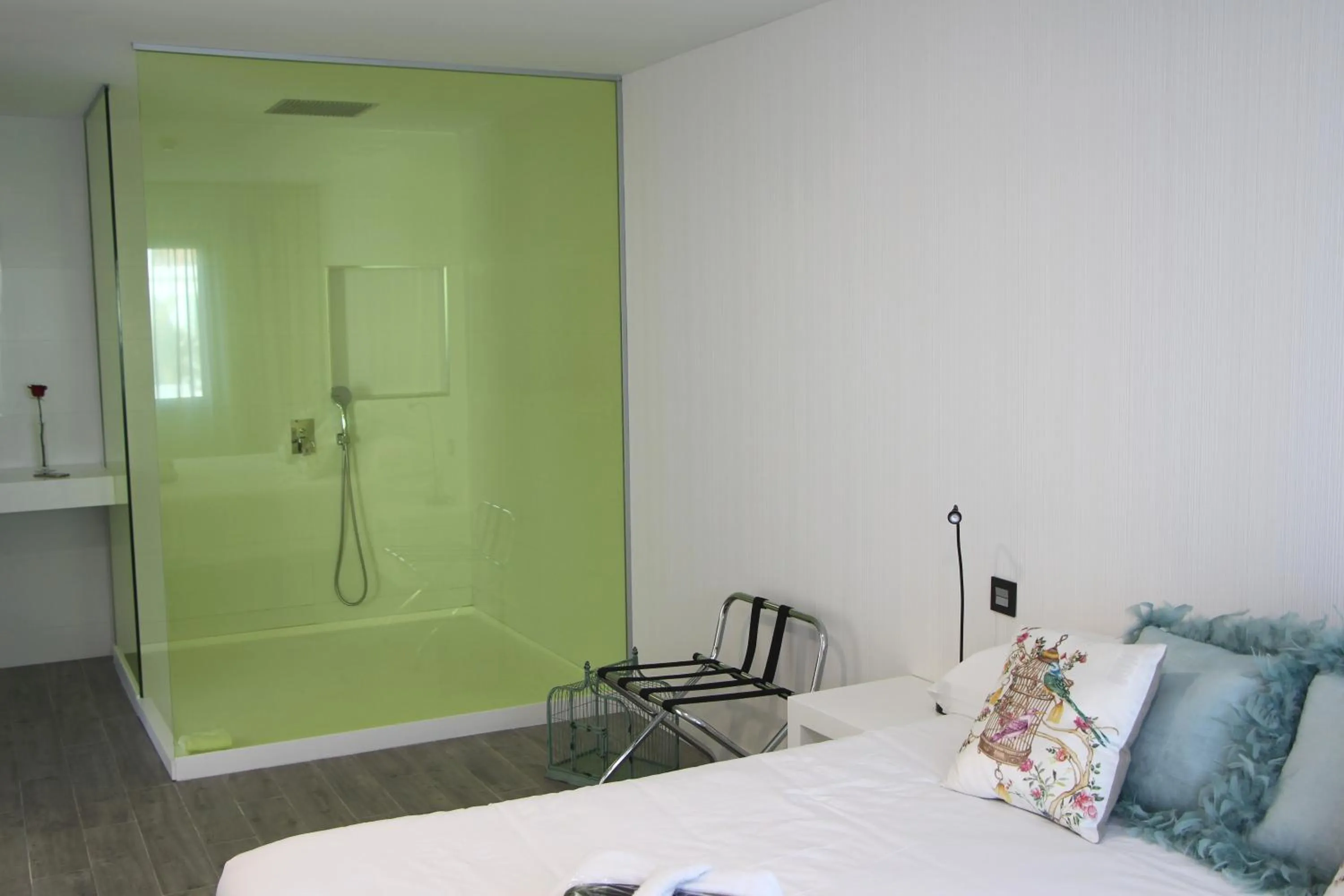 Bathroom, Bed in Seven Hotel & Wellness - Gay Men Only