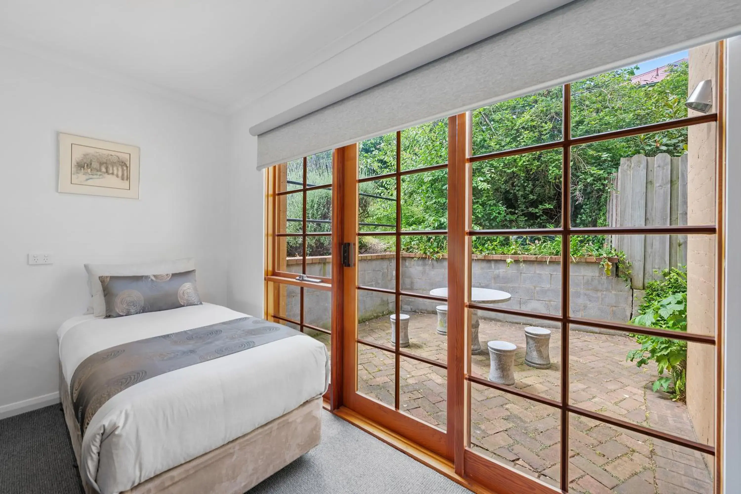 Inner courtyard view, Bed in Hideaway on George Inner courtyard view, Bed in Hideaway on George