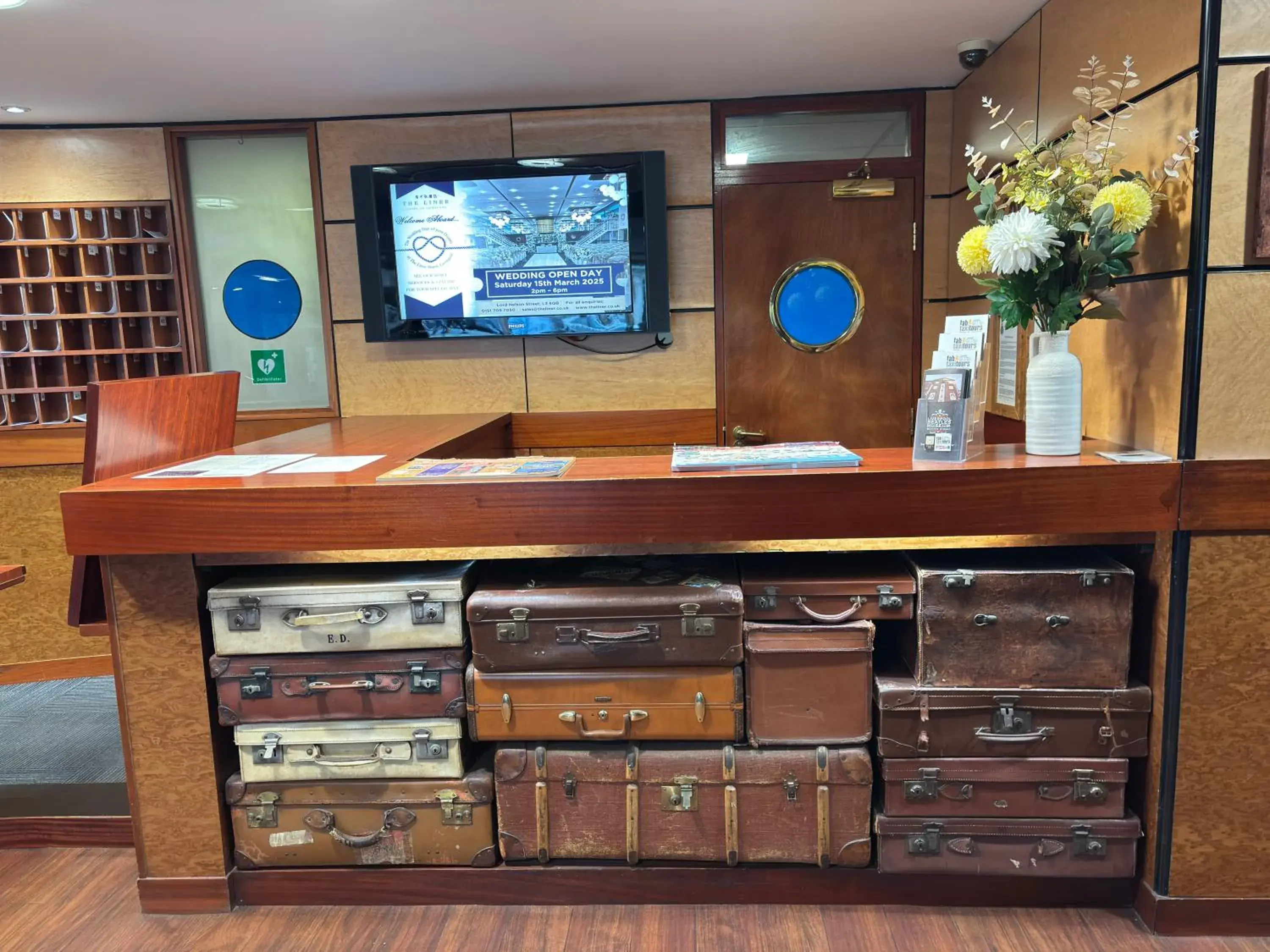 Lobby or reception in The Liner at Liverpool Lobby or reception in The Liner at Liverpool