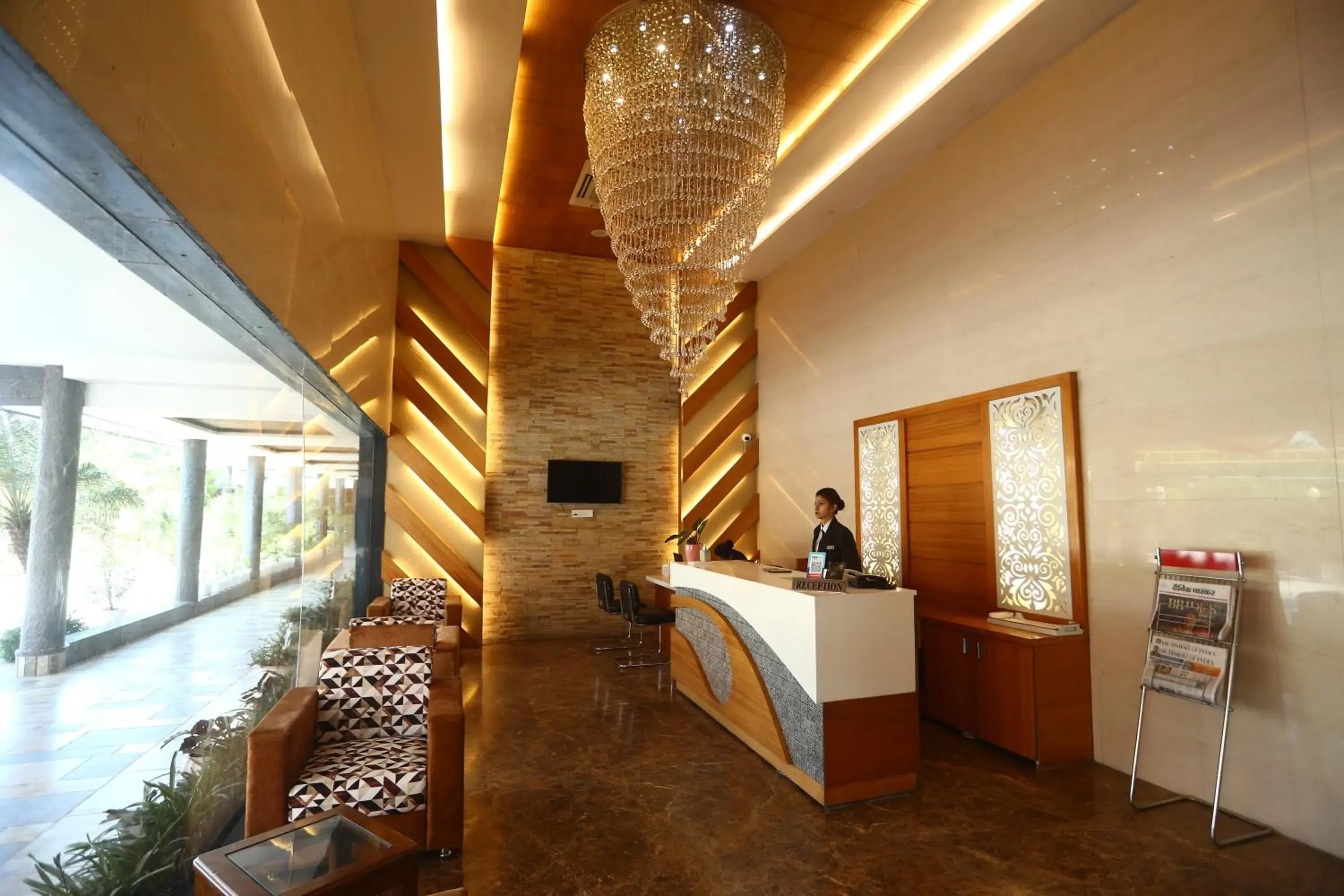 Lobby or reception in Hotel Kanha’s Palm Springs Lobby or reception in Hotel Kanha’s Palm Springs