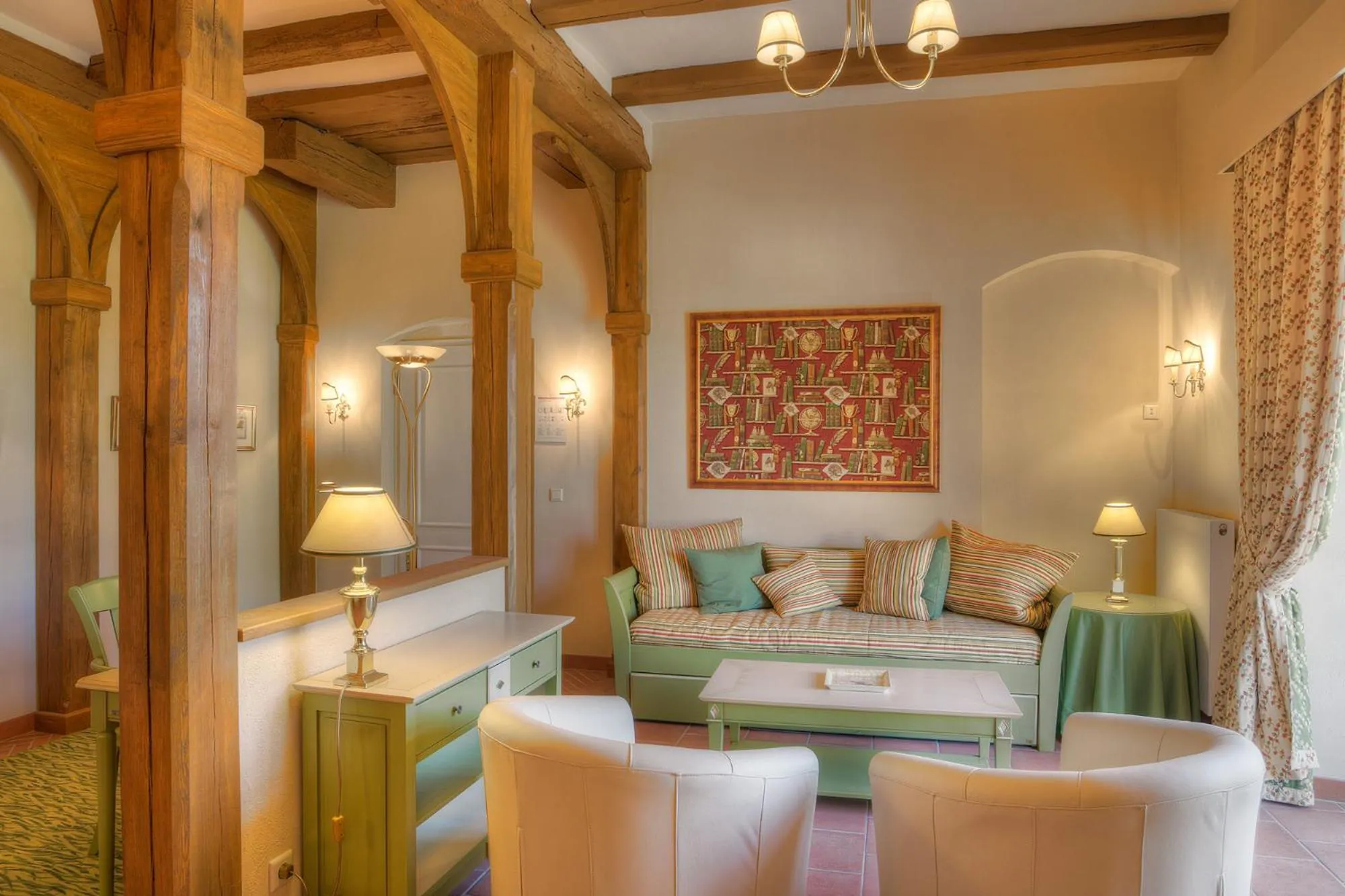 Living room, Bed in Urlaubsresidenz Marstall und Kanzlei im Schlossensemble