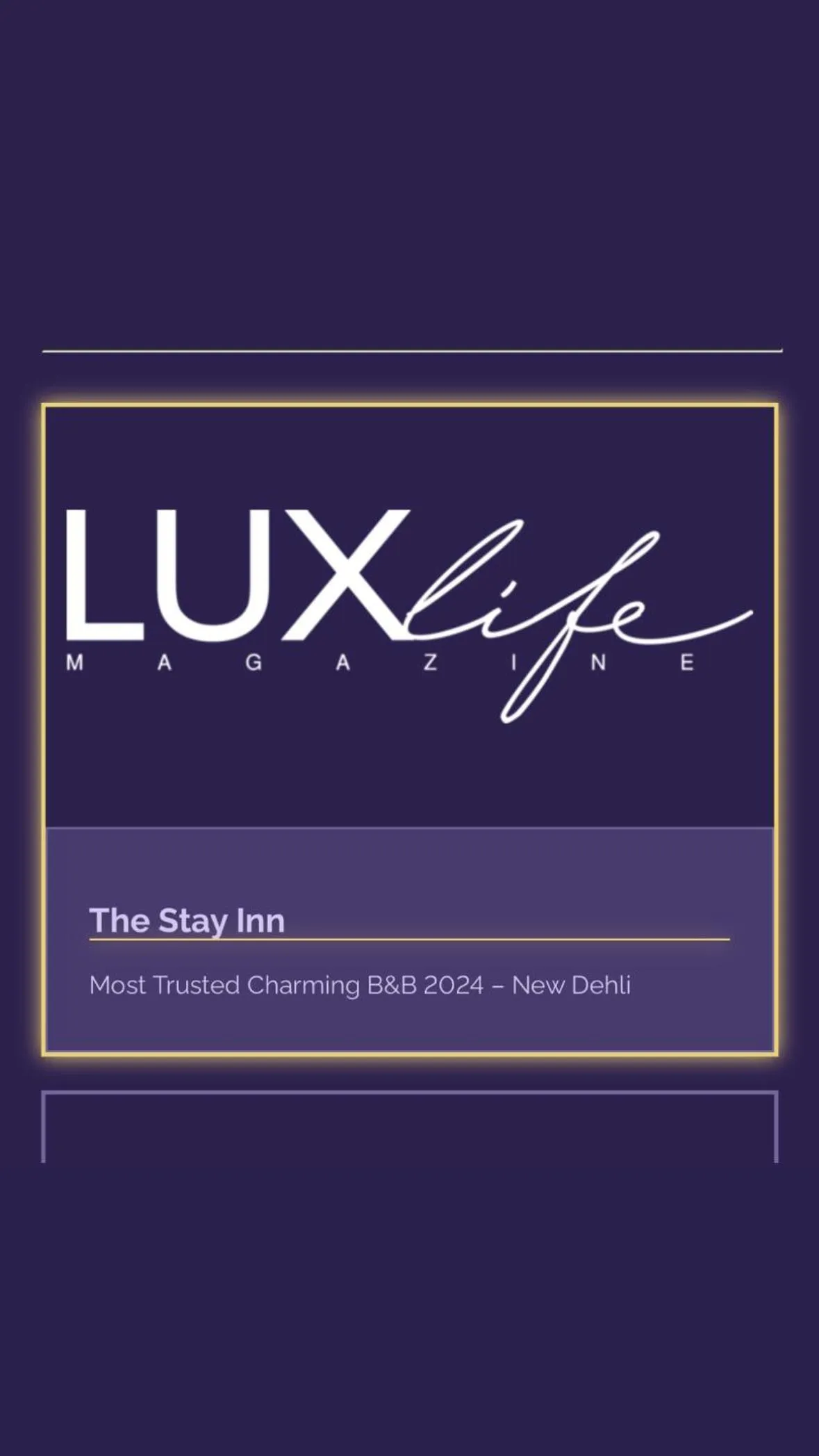 Certificate/Award in The Stay Inn New Delhi