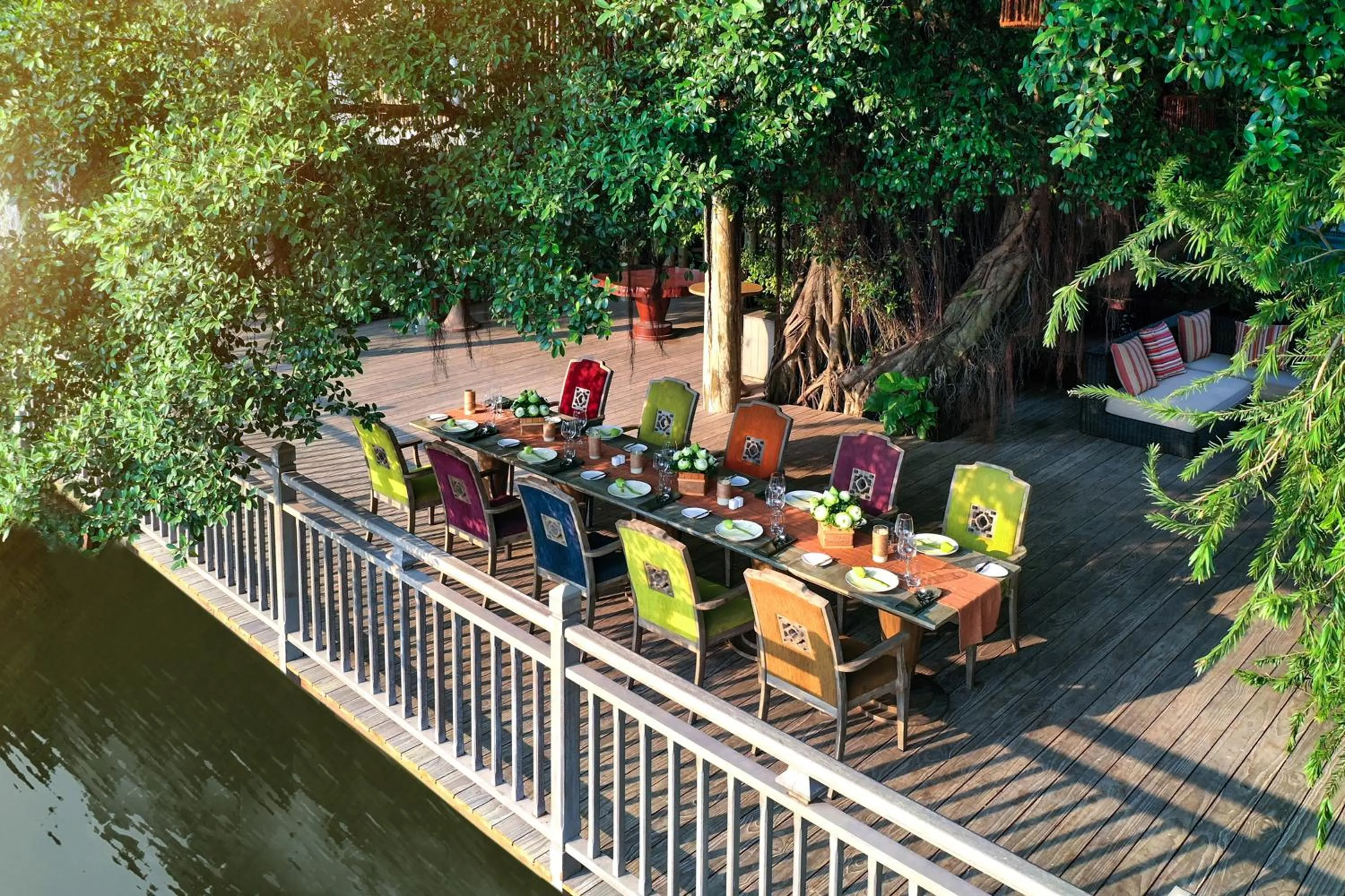 Dining area in An Lam Retreats Saigon River