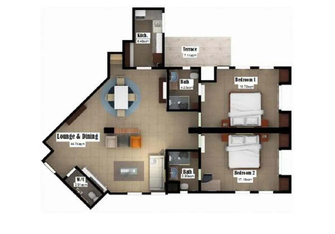 Floor plan in Belanova Apartments and Suites