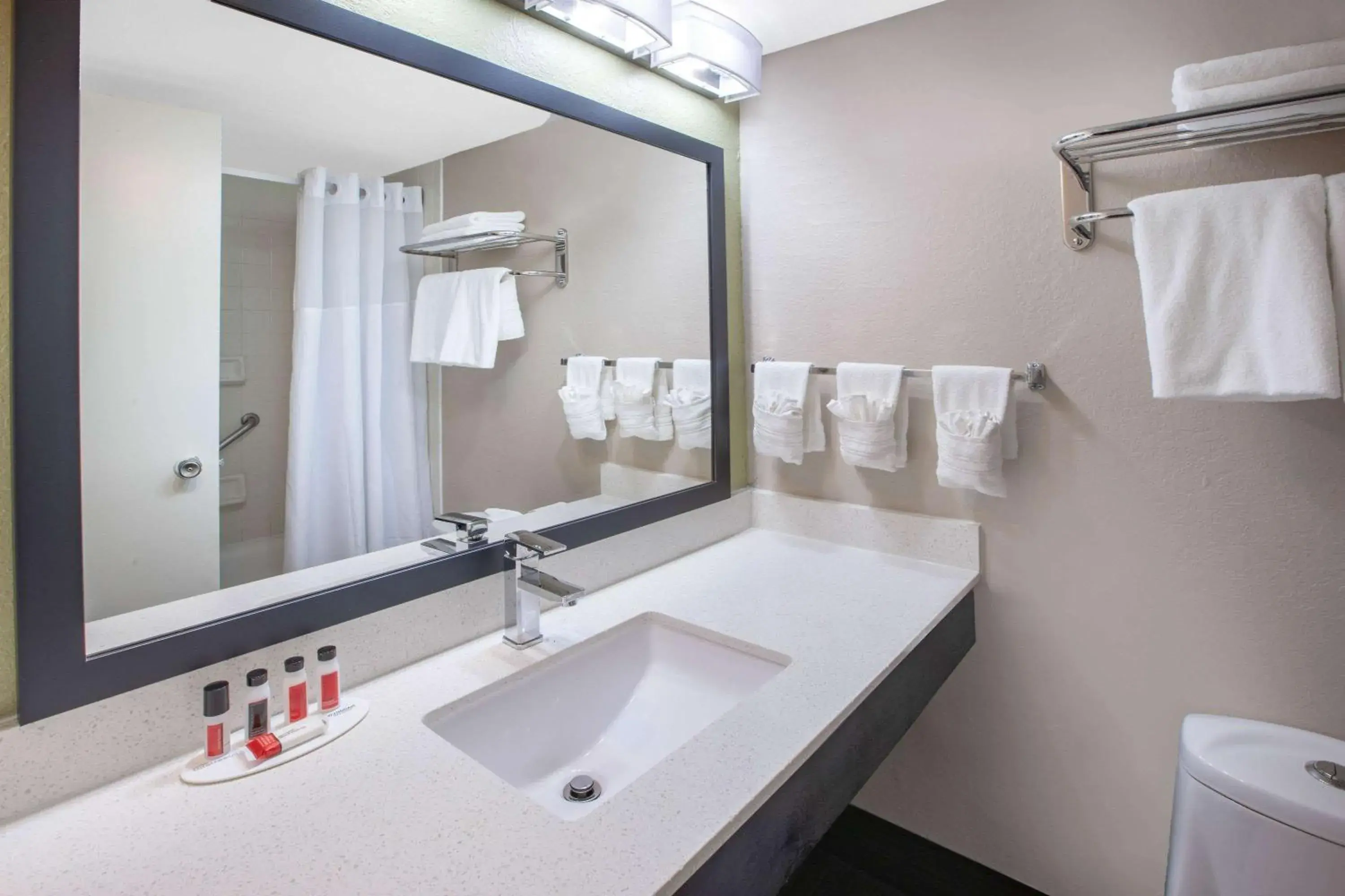 Bathroom in Baymont by Wyndham Grand Rapids Near Downtown