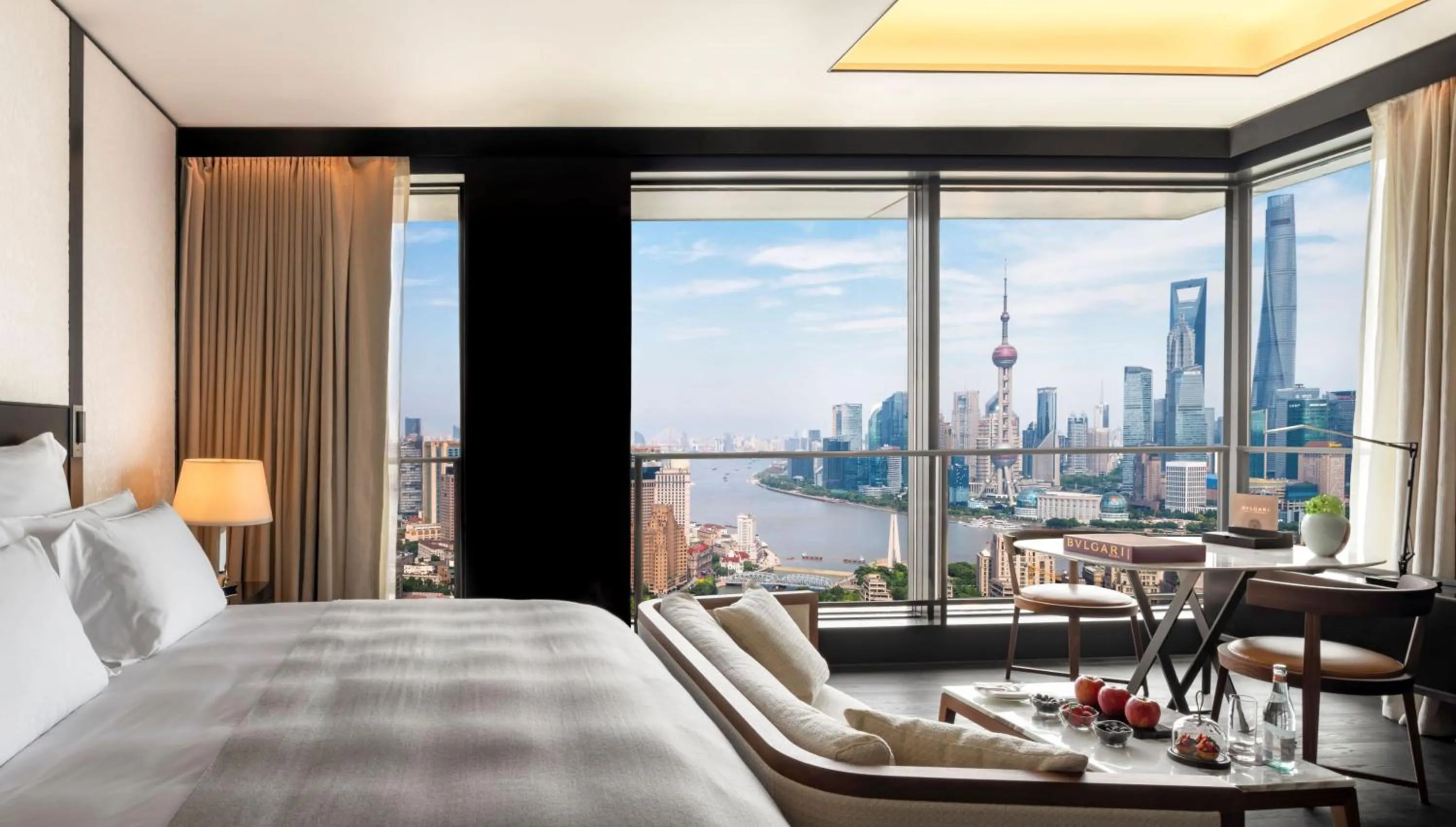 Living room, Bed in Bulgari Hotel Shanghai