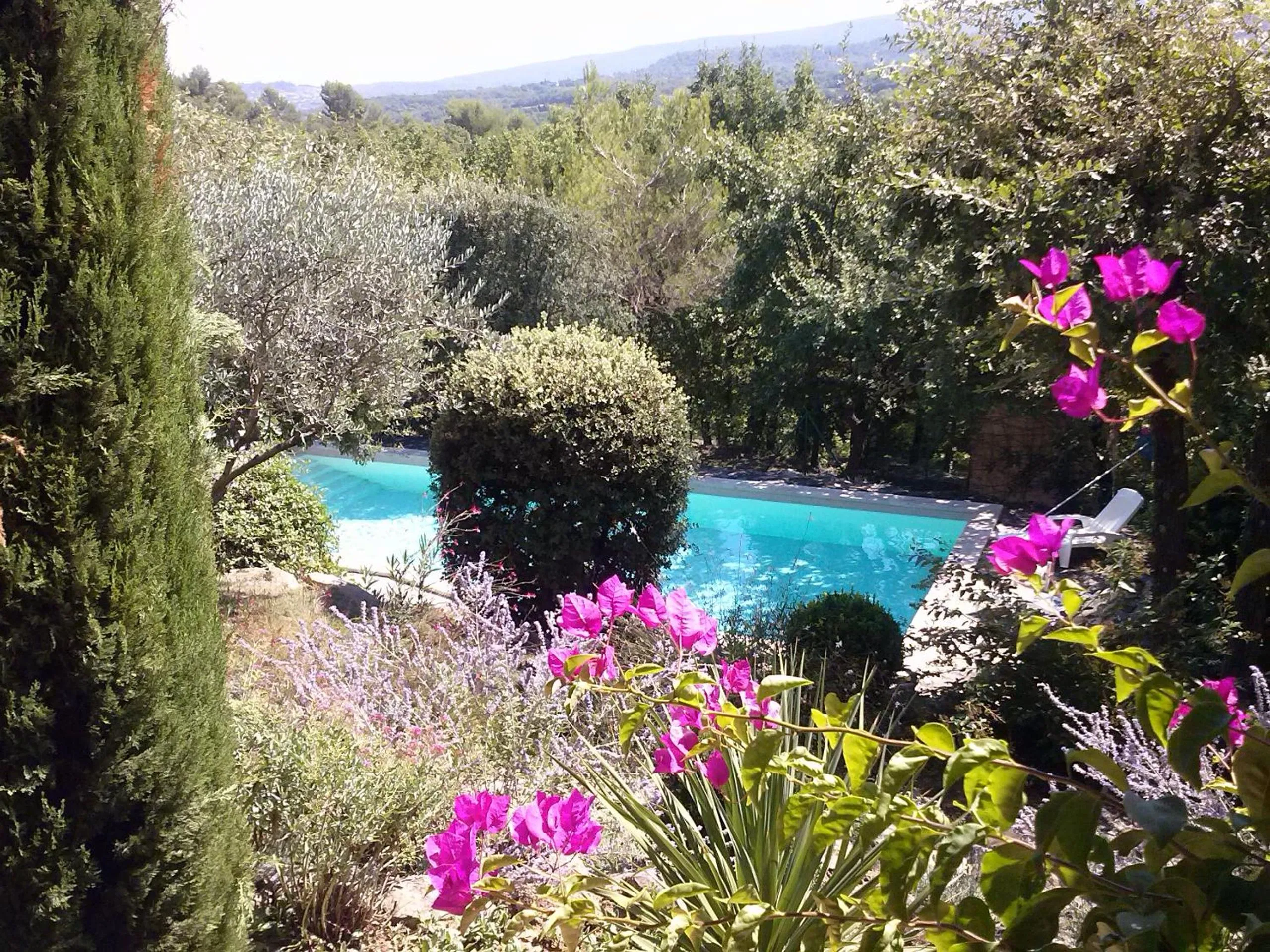 Pool view in Les Restanques