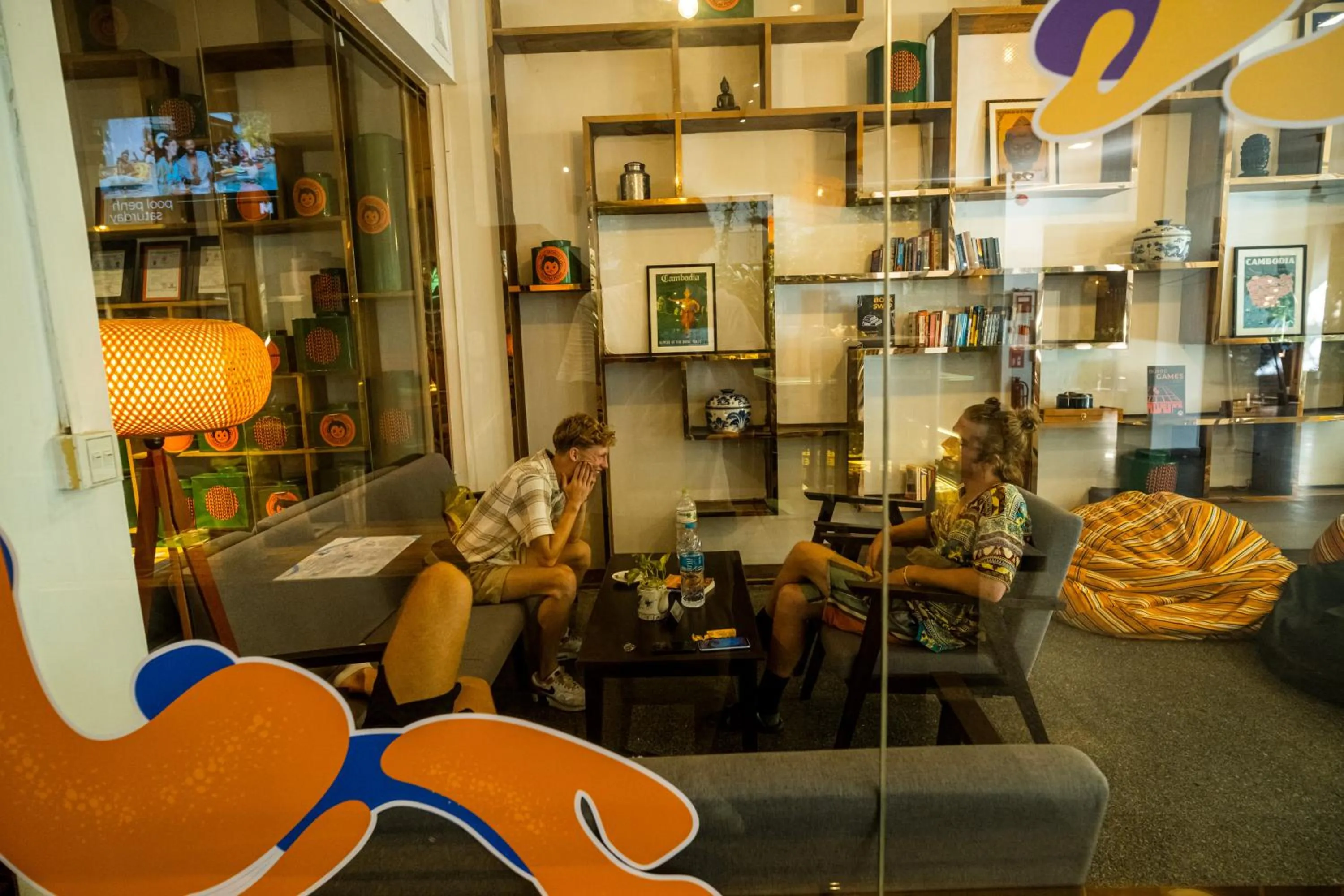 Seating area in Mad Monkey Hostel Phnom Penh