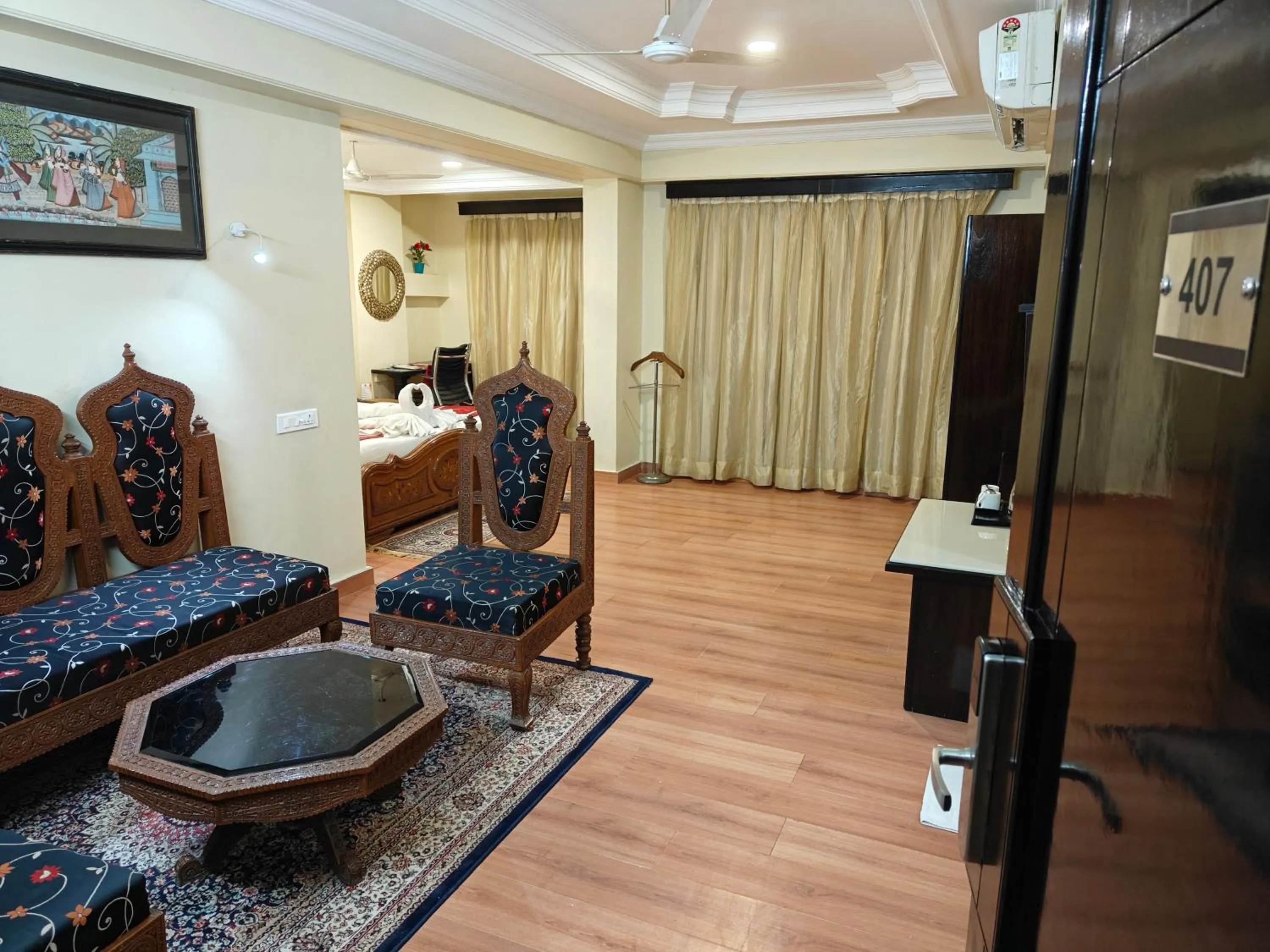 Seating area in Chandra Inn