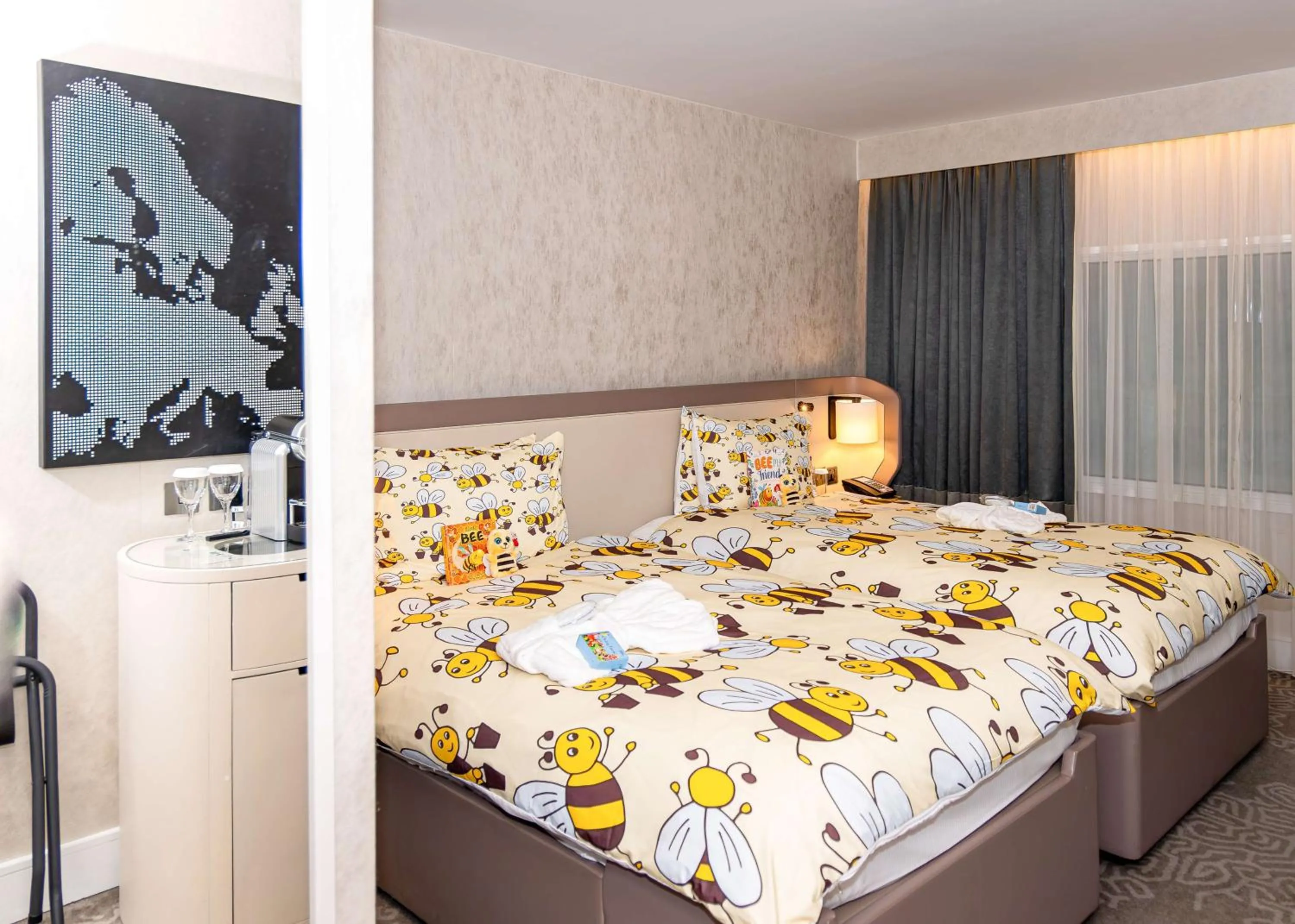 Bed in Hilton London Heathrow Airport