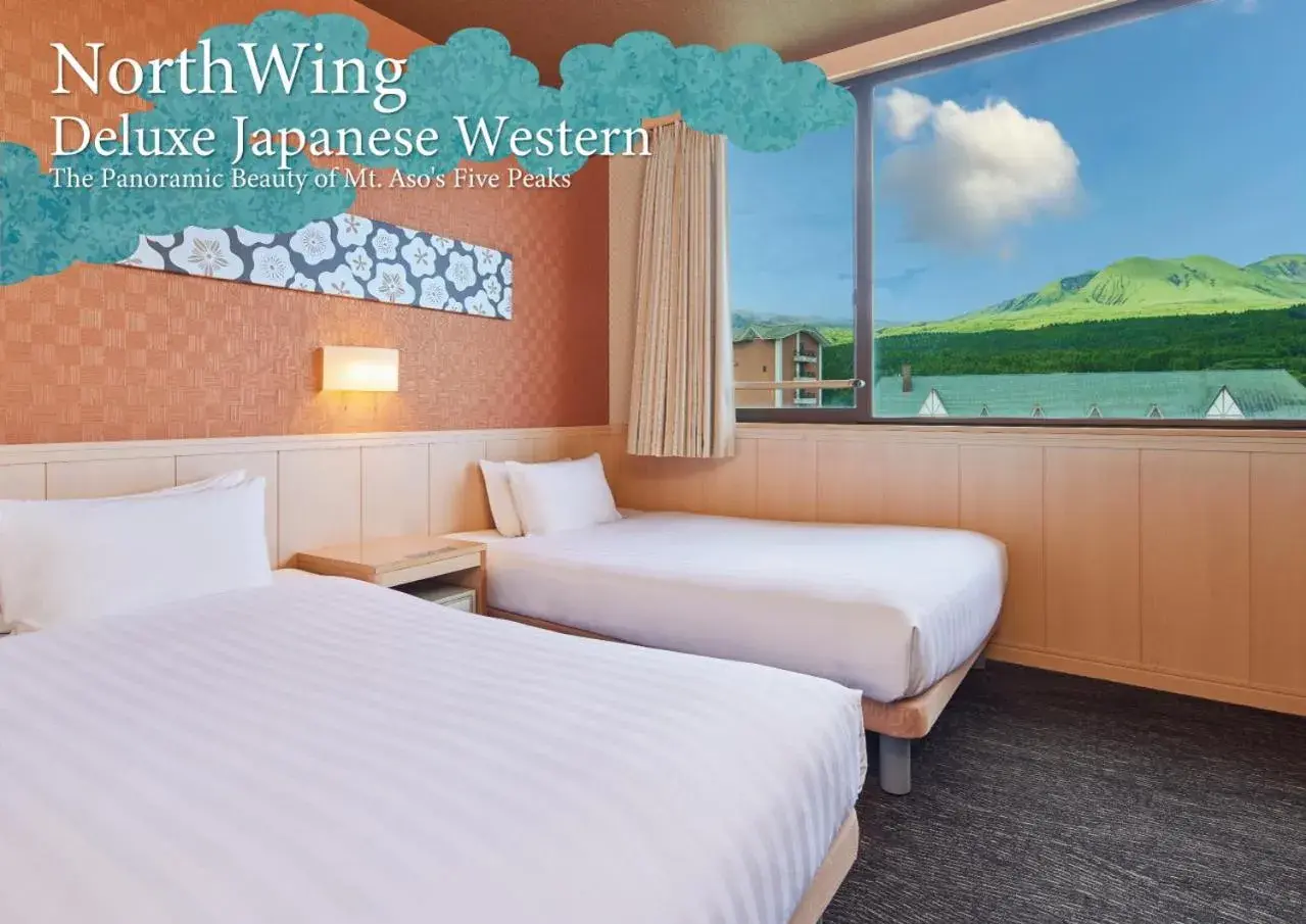 Bedroom, Bed in Kamenoi Hotel Aso Park Resort Bedroom, Bed in Kamenoi Hotel Aso Park Resort