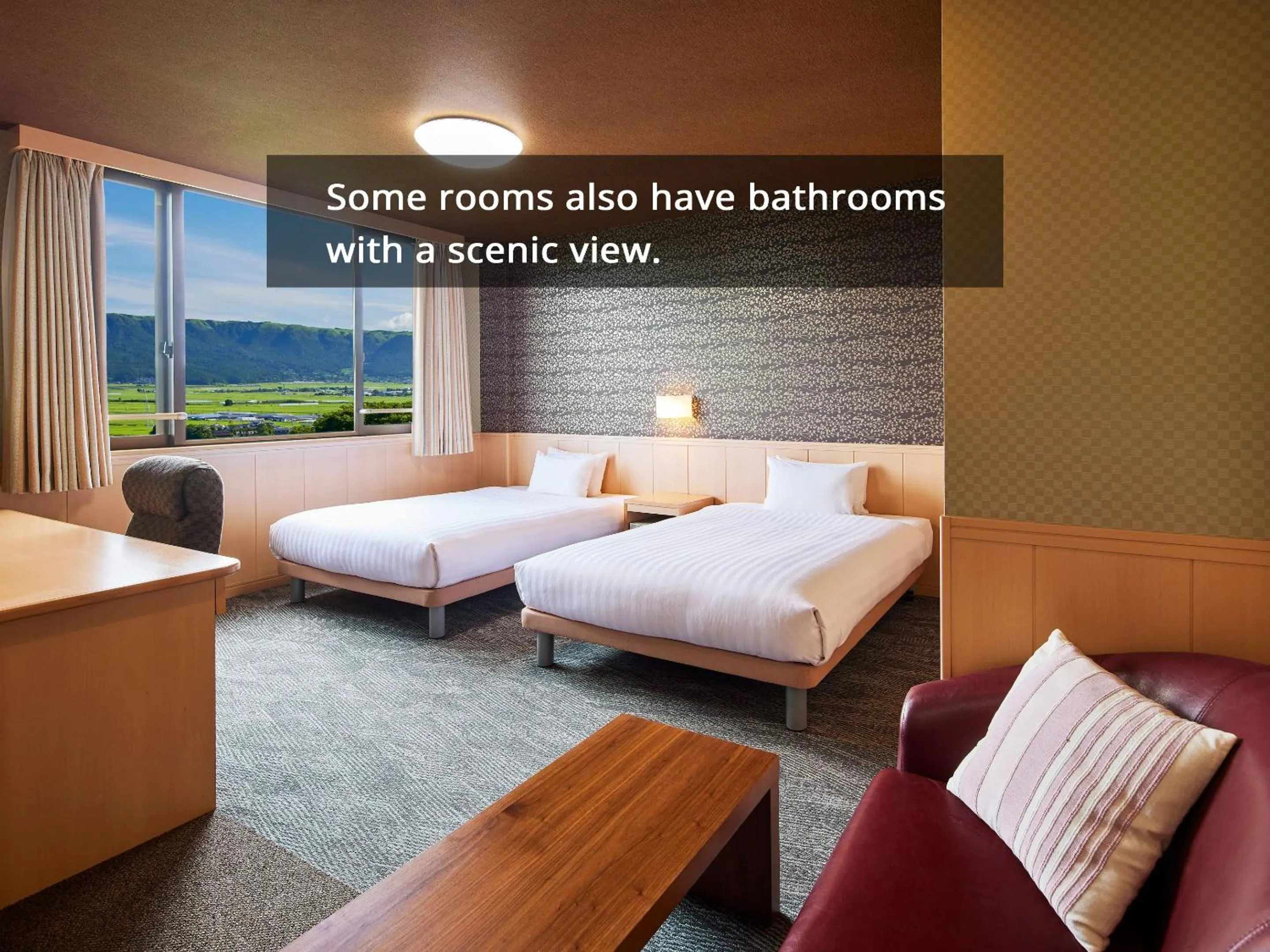 Living room, Bed in Kamenoi Hotel Aso Park Resort