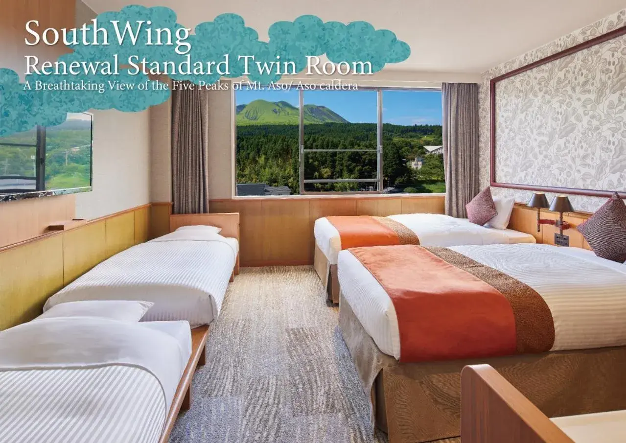 Bedroom, Bed in Kamenoi Hotel Aso Park Resort Bedroom, Bed in Kamenoi Hotel Aso Park Resort