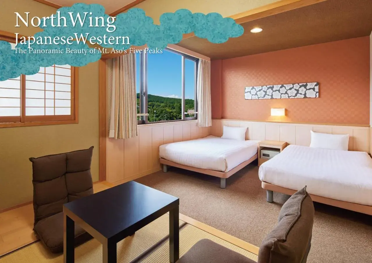 Bedroom, Bed in Kamenoi Hotel Aso Park Resort Bedroom, Bed in Kamenoi Hotel Aso Park Resort