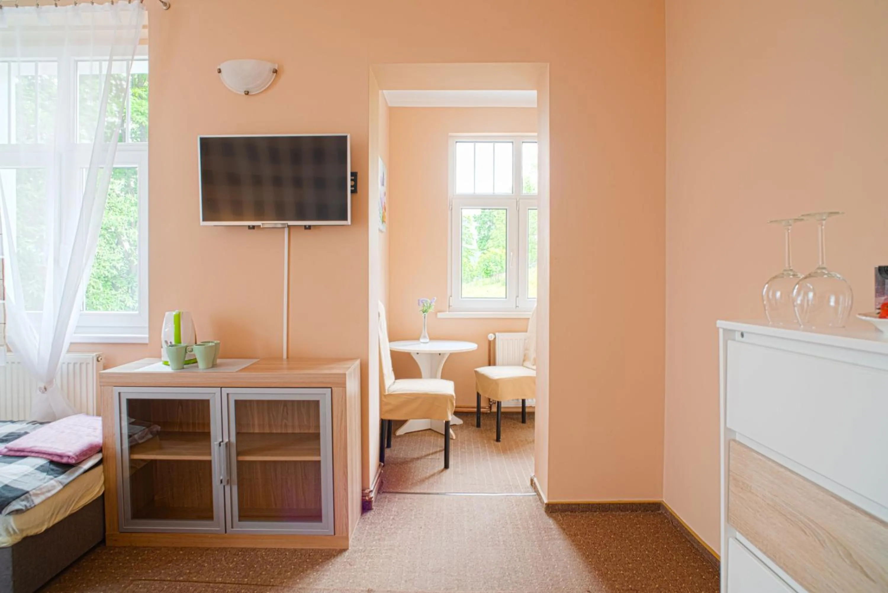 Communal lounge/ TV room, Bed in Lawendowy Dworek